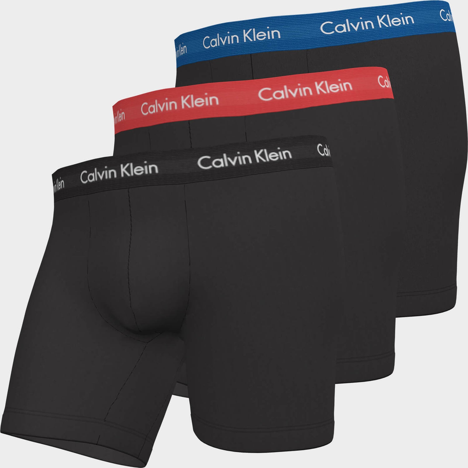 Calvin Klein Men's Cotton Stretch 3 Pack Boxer Briefs - B-Blue/Strawberry Field/Black