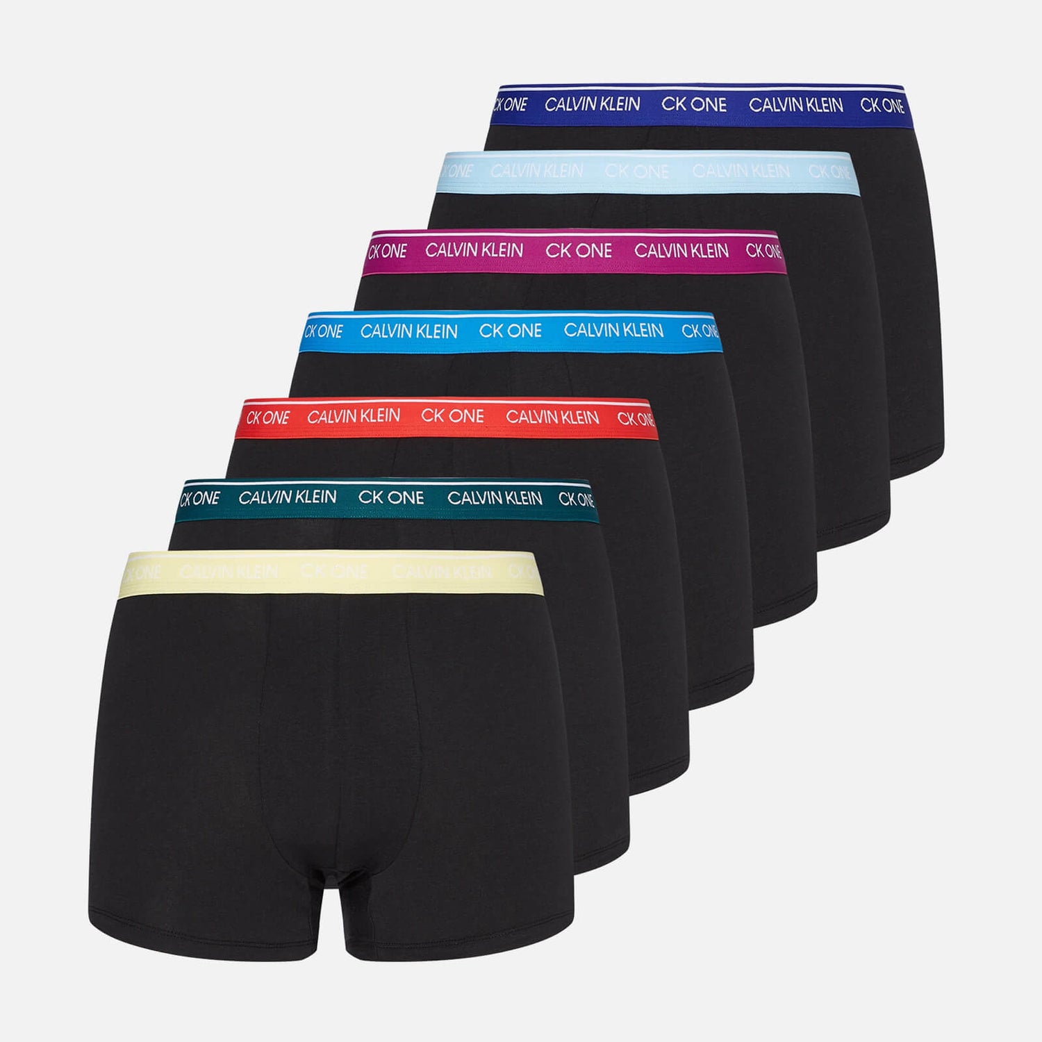 Calvin Klein Men's Cotton Stretch 7 Pack Trunks with Contrast Waistband - Multi