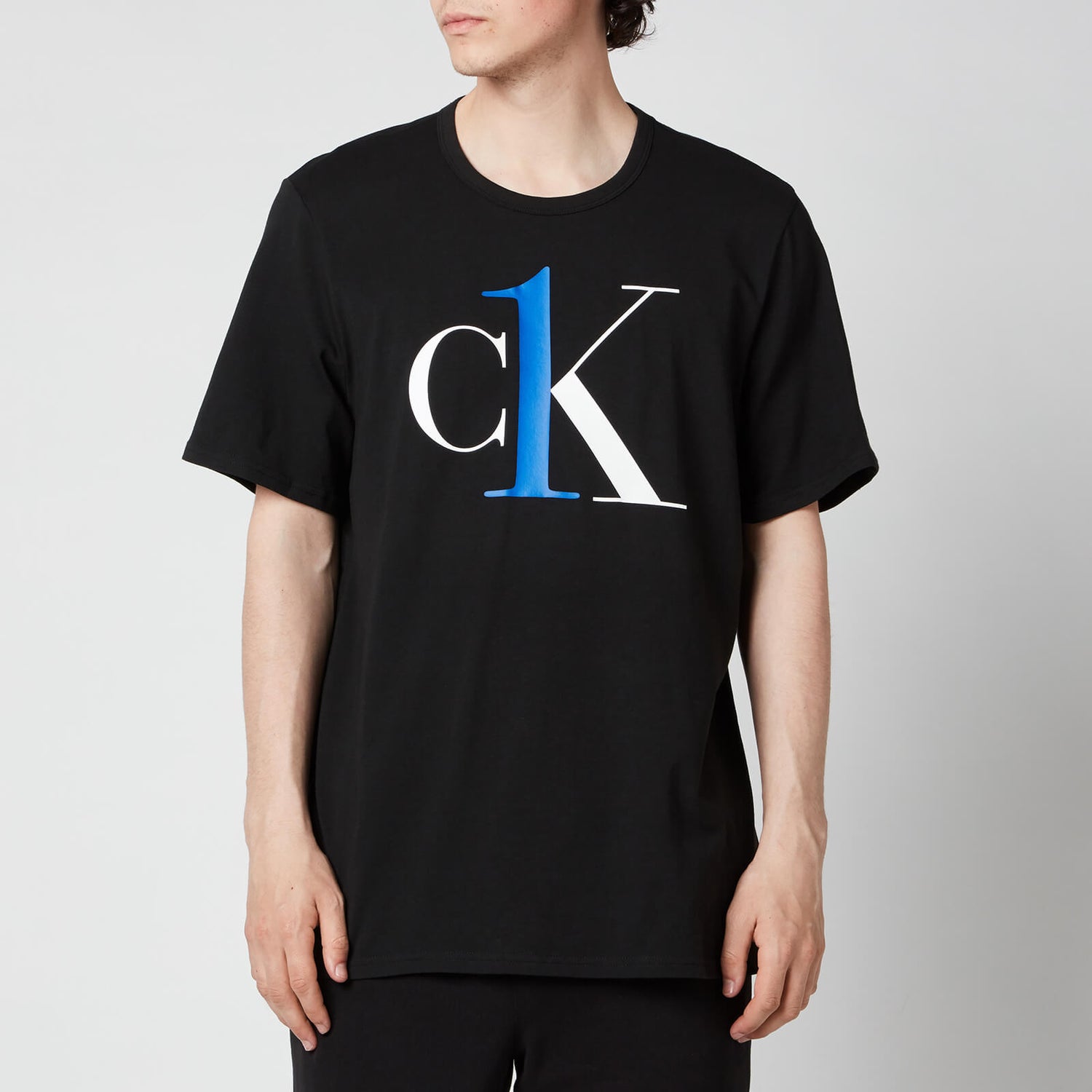 Calvin Klein Men's Crewneck T-Shirt - Black/Kettle Blue Logo
