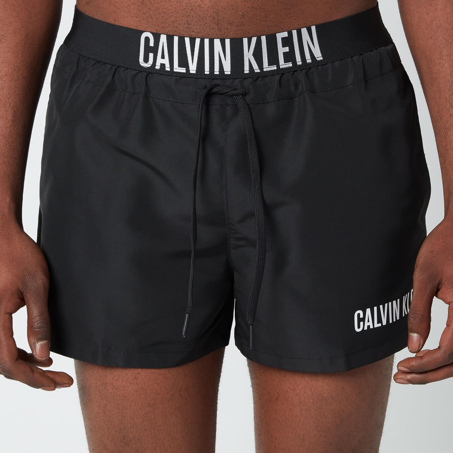 Calvin Klein Men's Waistband Logo Drawstring Swim Shorts - PVH Black
