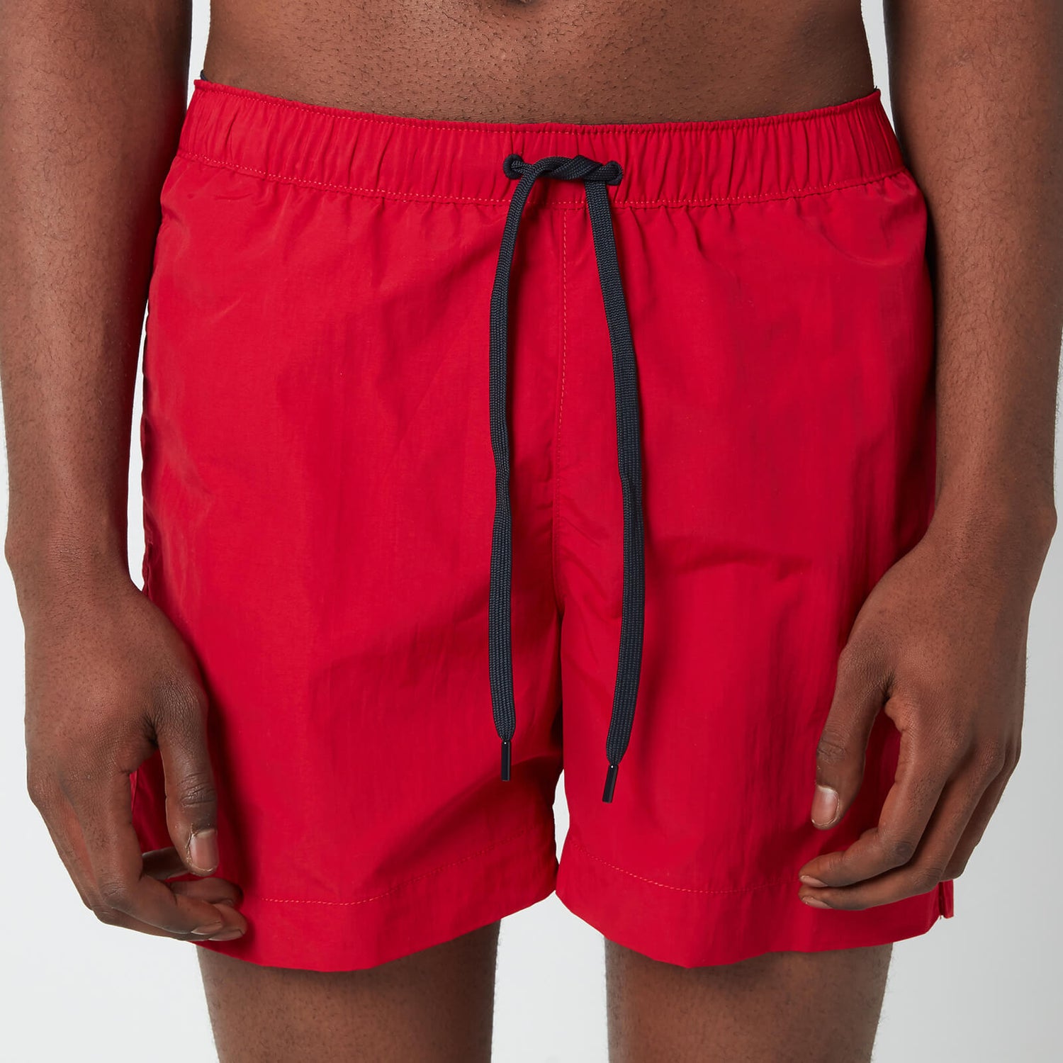 Tommy Hilfiger Men's Small Flag Medium Length Drawstring Swimshorts - Primary Red