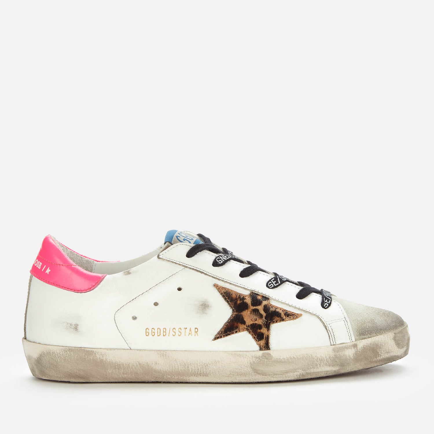 Golden Goose Women's Superstar Leather Trainers - Ice/White/Leopard - UK 8