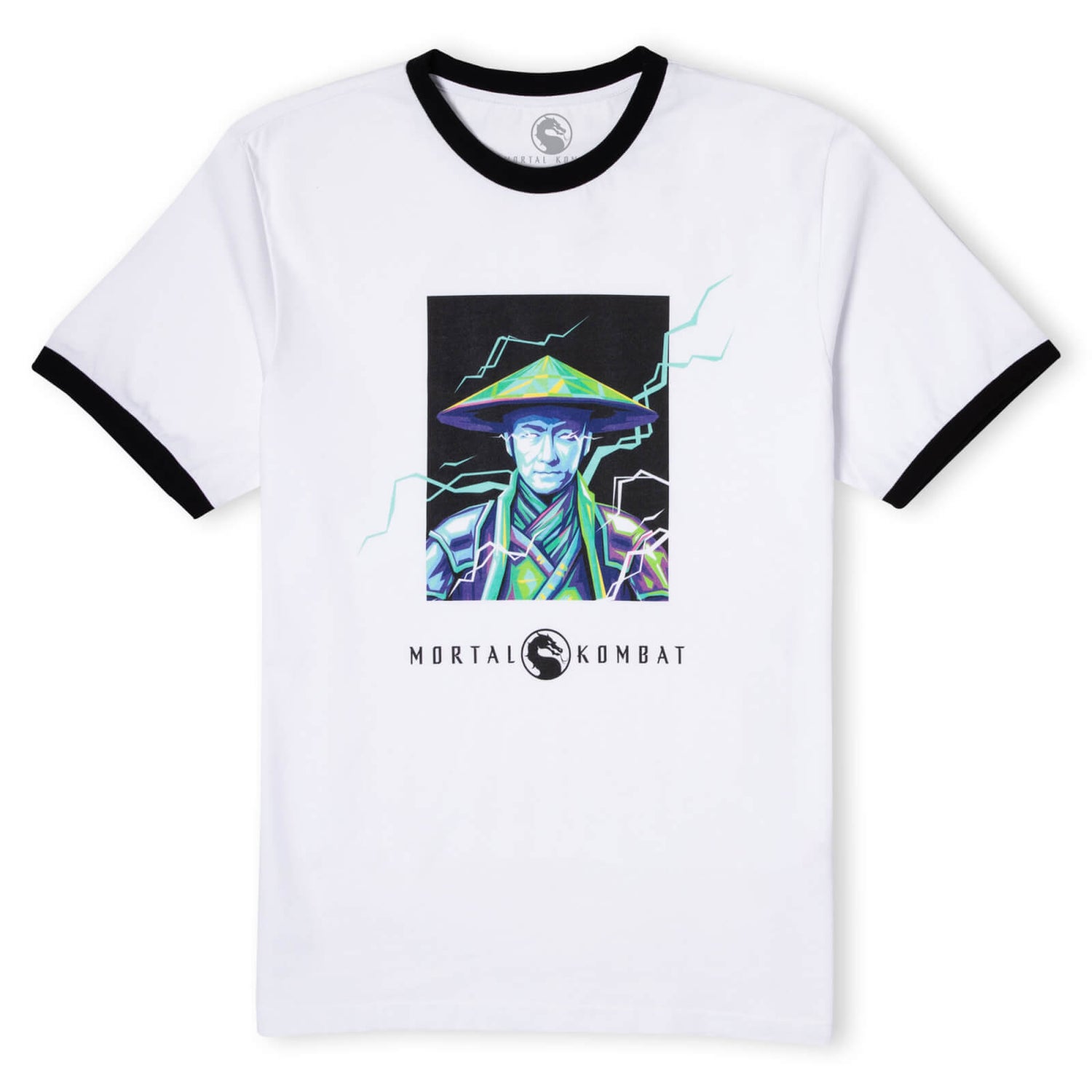 Mortal Kombat Raiden Unisex Ringer T-Shirt - Weiß/Schwarz