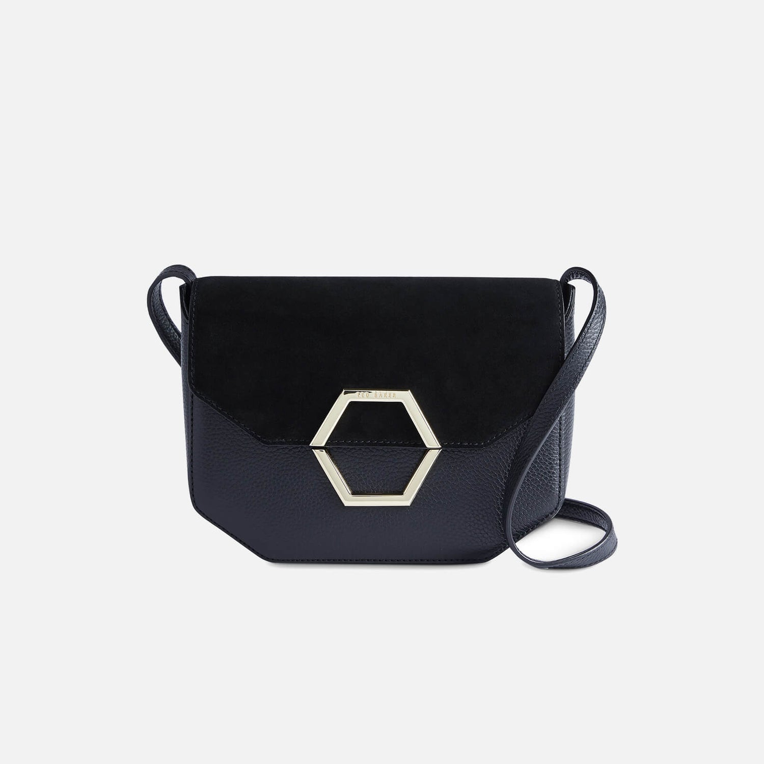 Lenah leather and suede hexagon detail cross body 2025 bag
