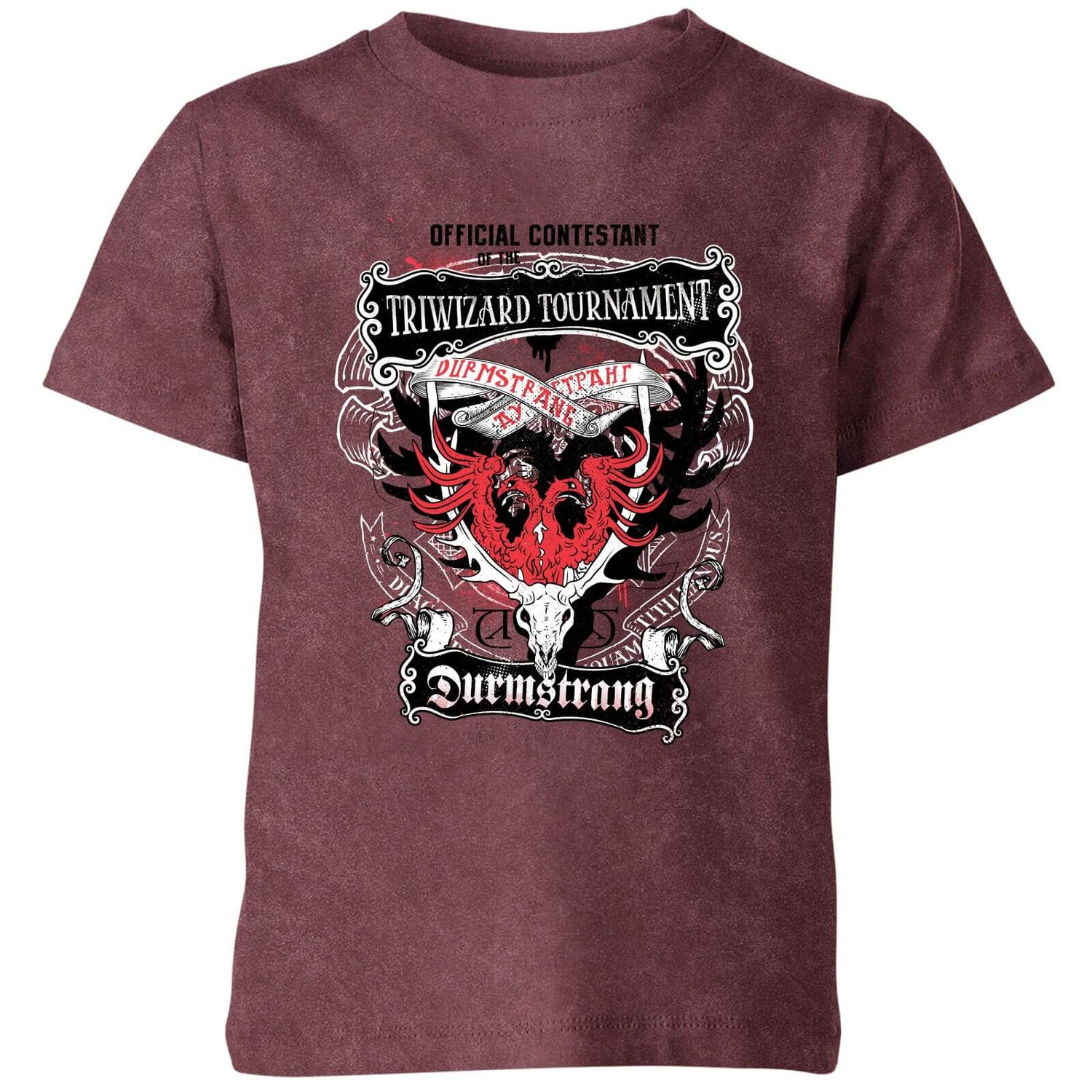 Harry Potter Triwizard Tournament Kids T Shirt Burgundy Acid