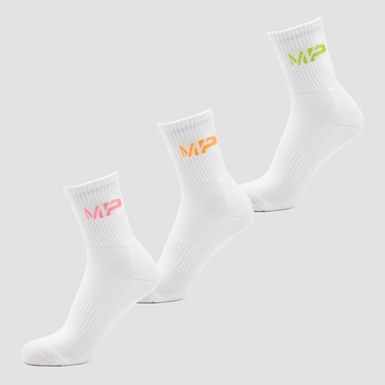 MP Men's Neon MP Logo Crew Socks (3 Pack) Orange/Lime/Rose