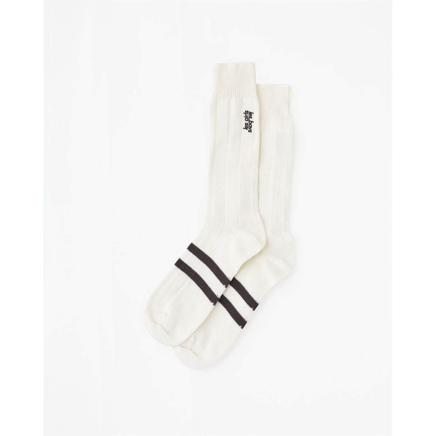 Les Girls Les Boys Women's Embroidered Cotton Mid Calf Socks - Off White