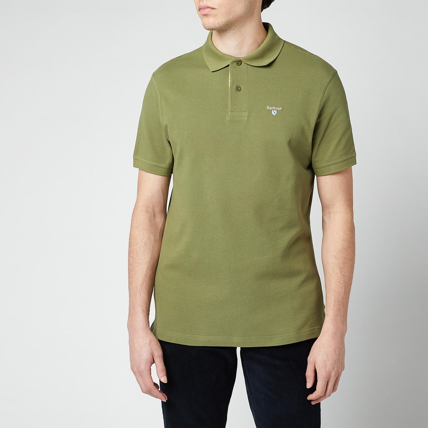 Barbour Men's Tartan Pique Polo Shirt - Burnt Olive