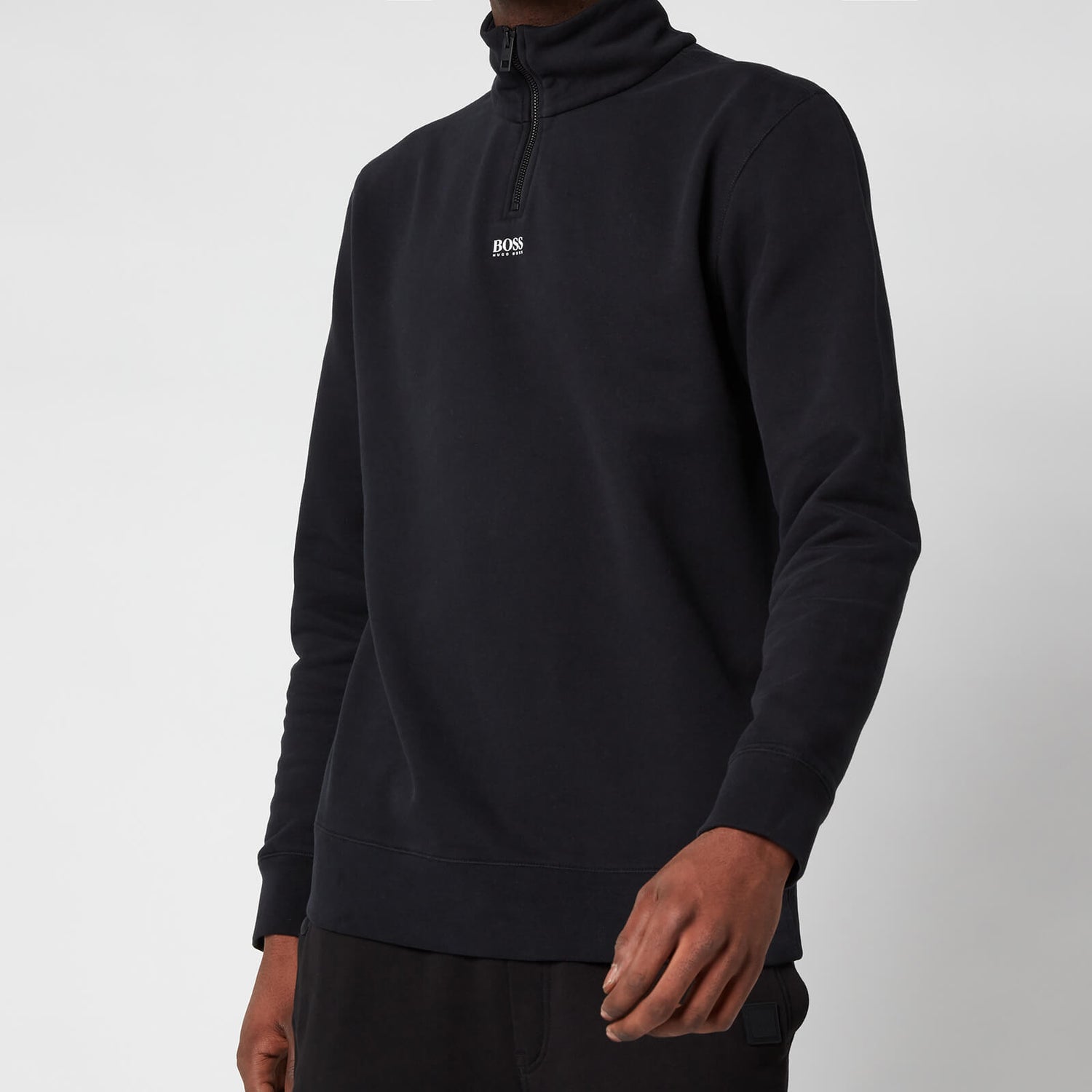 BOSS Casual Men's Zapper Half Zip Sweatshirt - Black