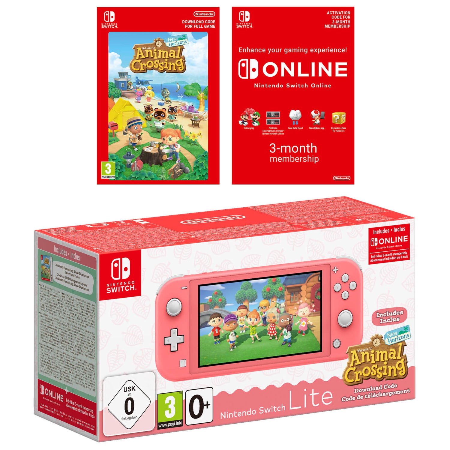 på den anden side, skranke Støt Nintendo Switch Lite (Coral) + Animal Crossing: New Horizons + Nintendo  Switch Online 3 Months Games Consoles - Zavvi UK