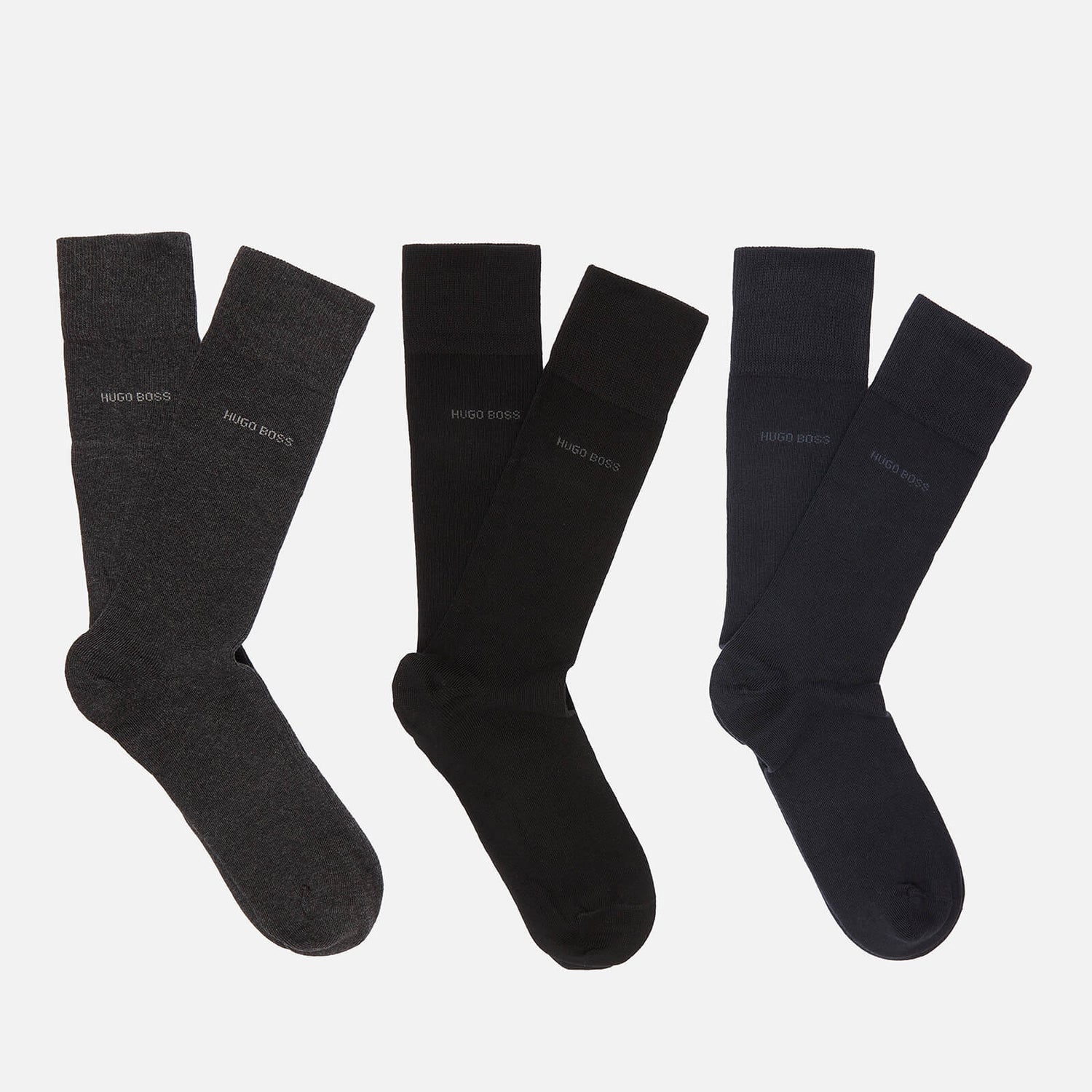 BOSS Men's Gift Boxed Three Pack Socks - Black/Navy/Grey