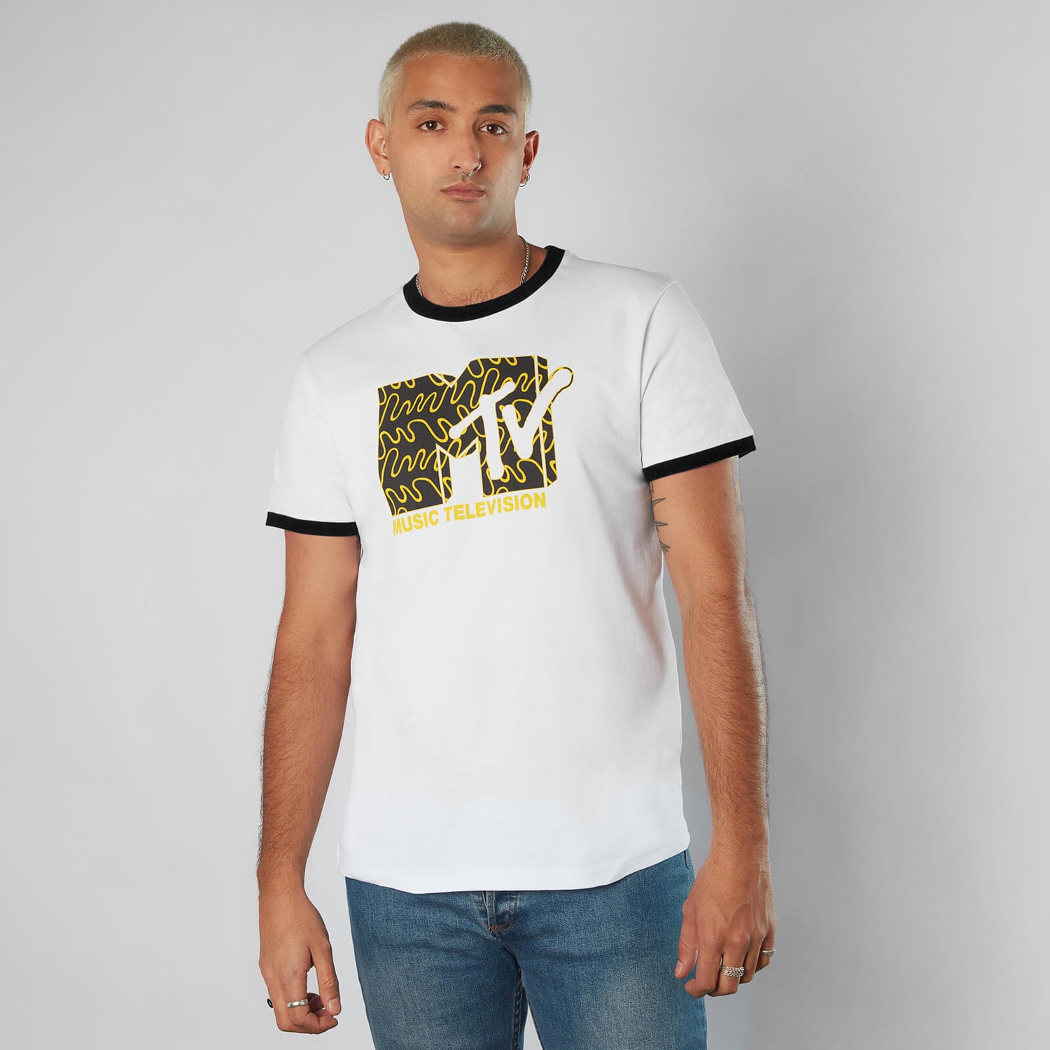 MTV Waves Unisex Ringer T Shirt White Black Clothing Zavvi UK