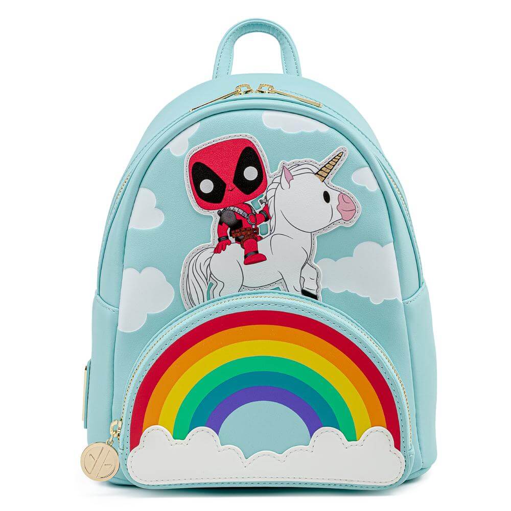 Pop By Loungefly Marvel Deadpool 30th Anniversary Unicorn Rainbow Mini Backpack