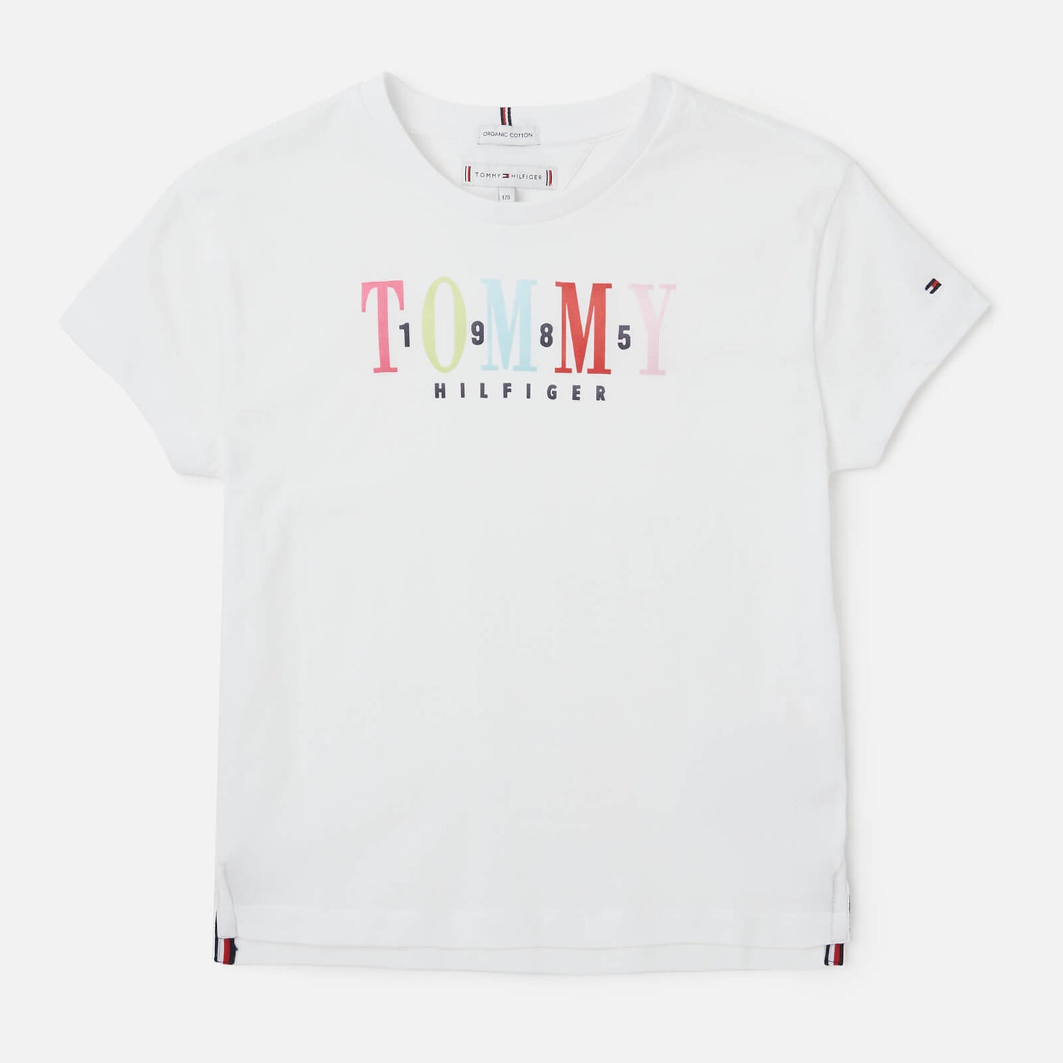 Tommy Hilfiger Girls' Multi Text Sateen T-Shirt - White
