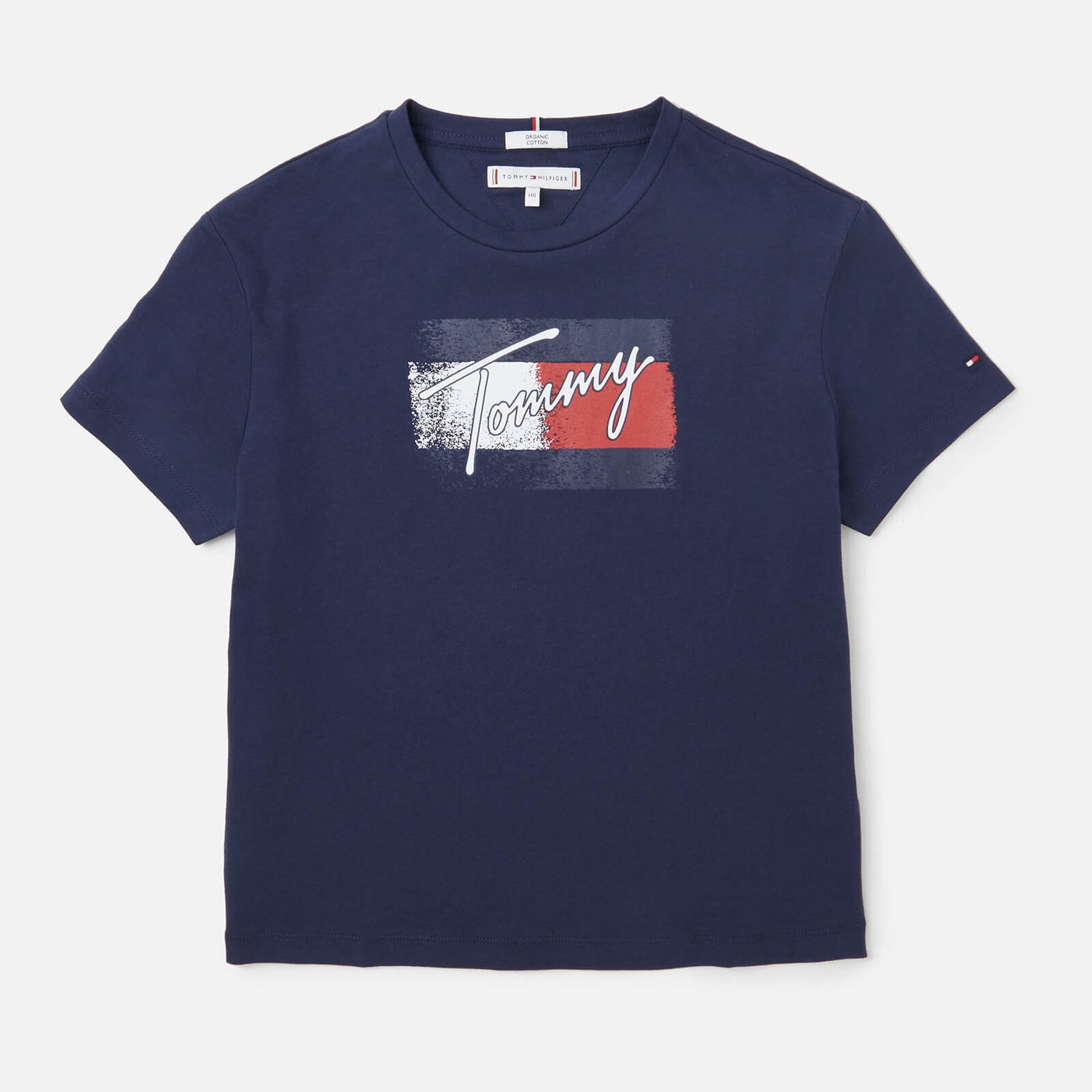 Tommy Hilfiger Girls' Flag Print Short Sleeve T-Shirt - Navy