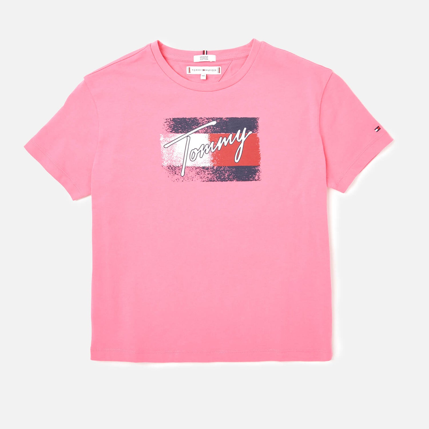 Tommy Hilfiger Girls' Flag Print Short Sleeve T-Shirt - Exotic Pink
