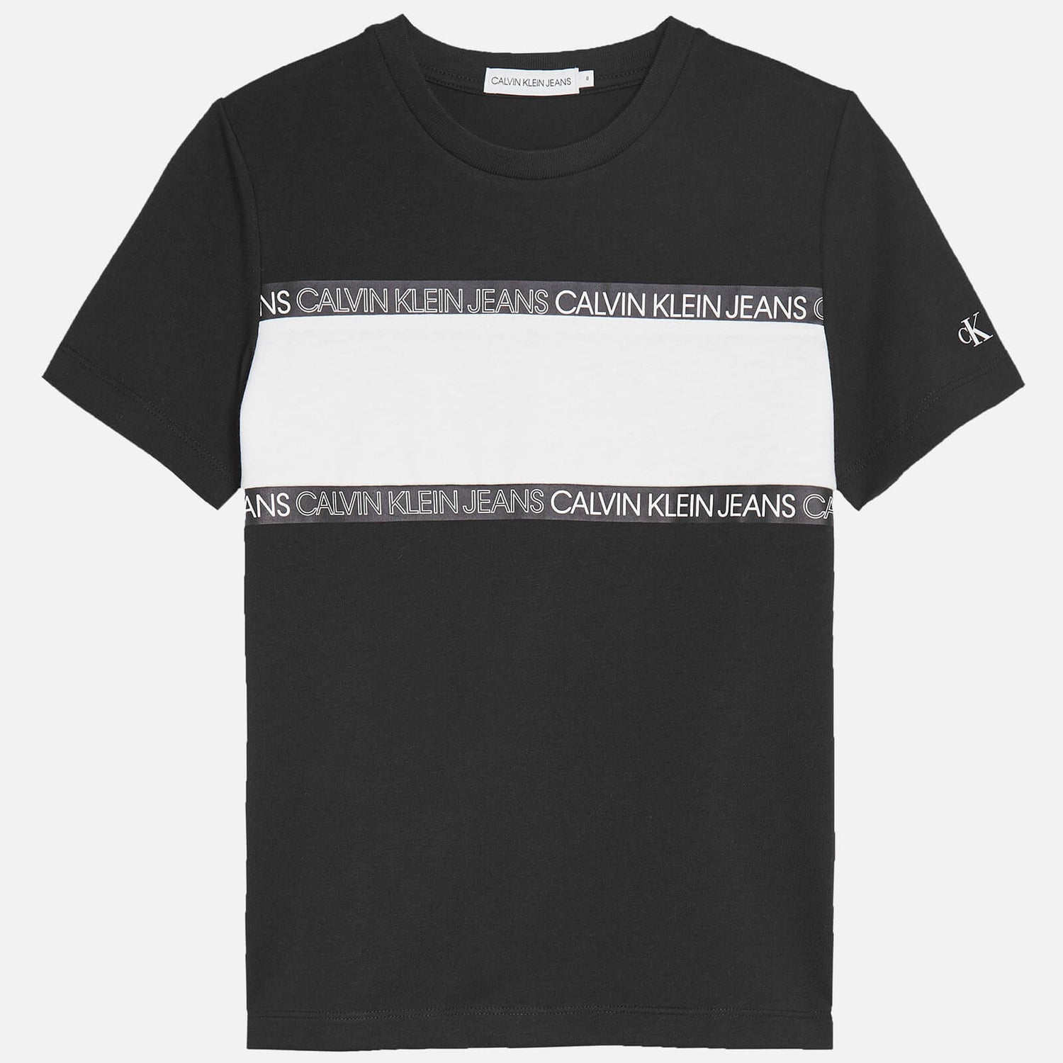 Calvin Klein Jeans Boy's Logo Tape Colour Block T-Shirt - Black