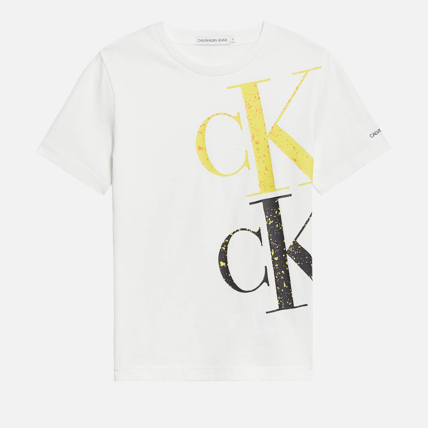 Calvin Klein Jeans Boys' Paint Monogram Logo T-Shirt - Bright White