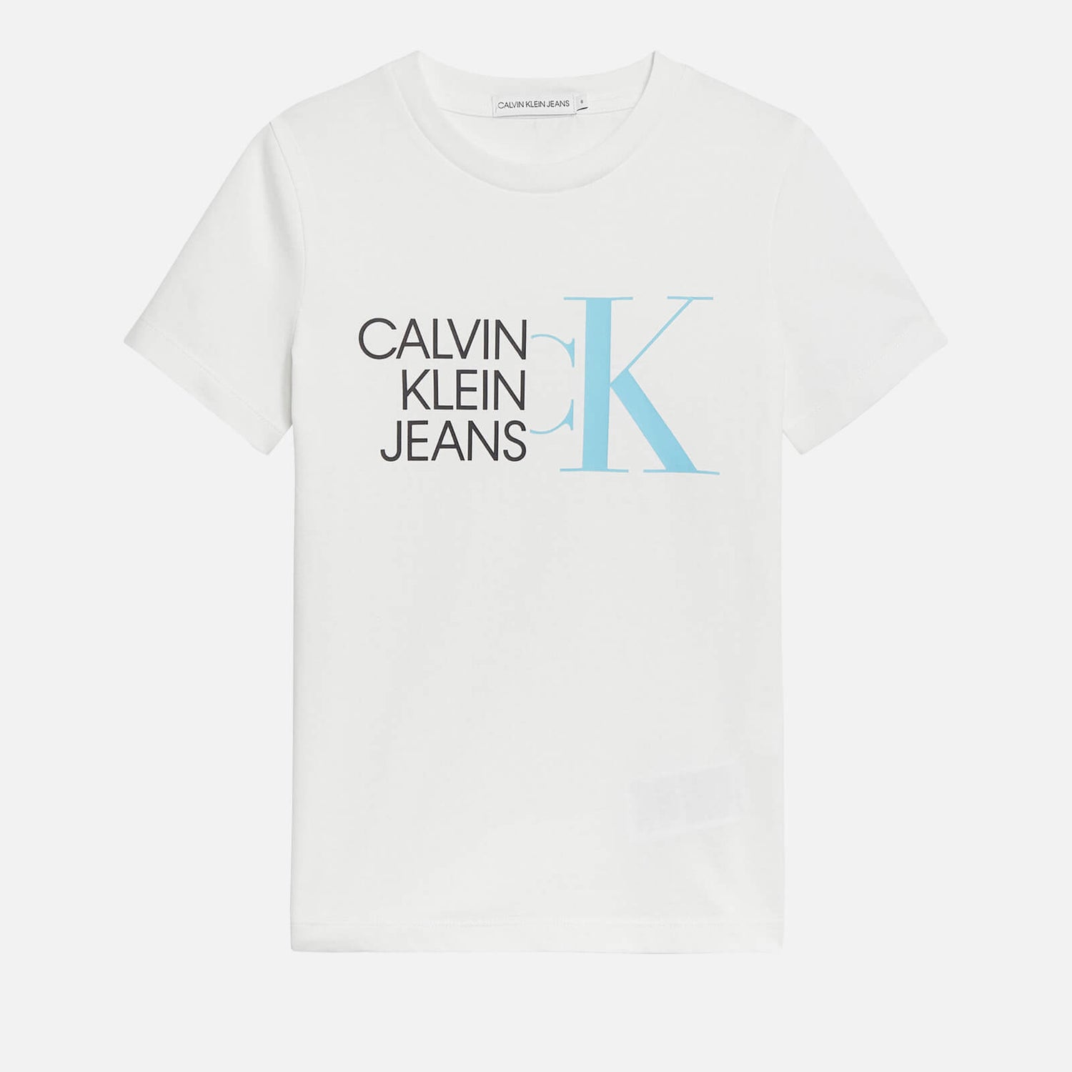 Calvin Klein Jeans Girls' Hybrid Logo Fitted T-Shirt - Bright White