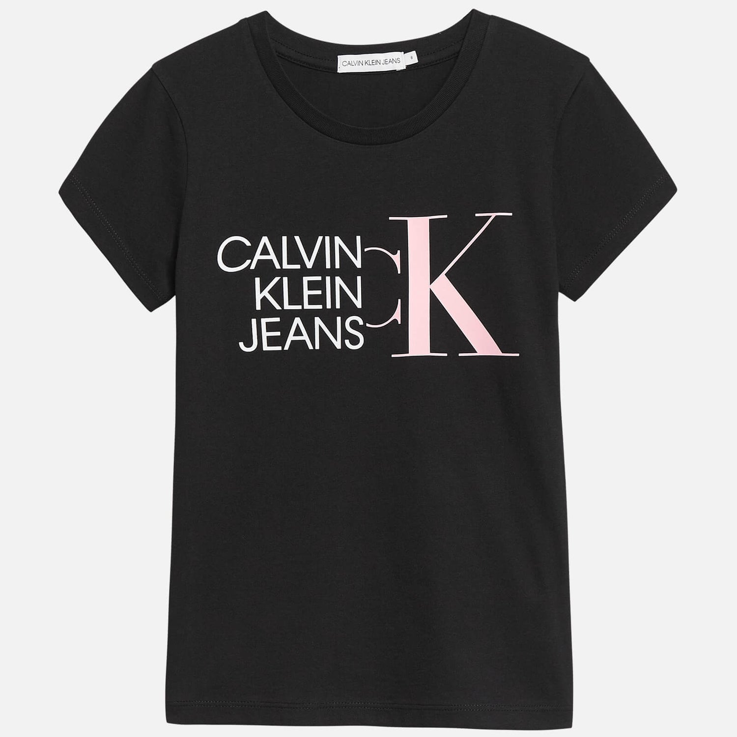 Calvin Klein Jeans Girl's Hybrid Logo Slim T-Shirt - Black