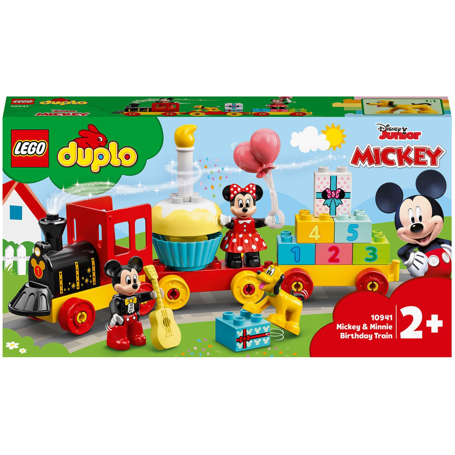 LEGO 10941 DUPLO Disney Mickey & Minnie Verjaardagstrein Peuterspeelgoed met Taart en Ballonnen, Cadeau, Kinderen van 2+ Jaar