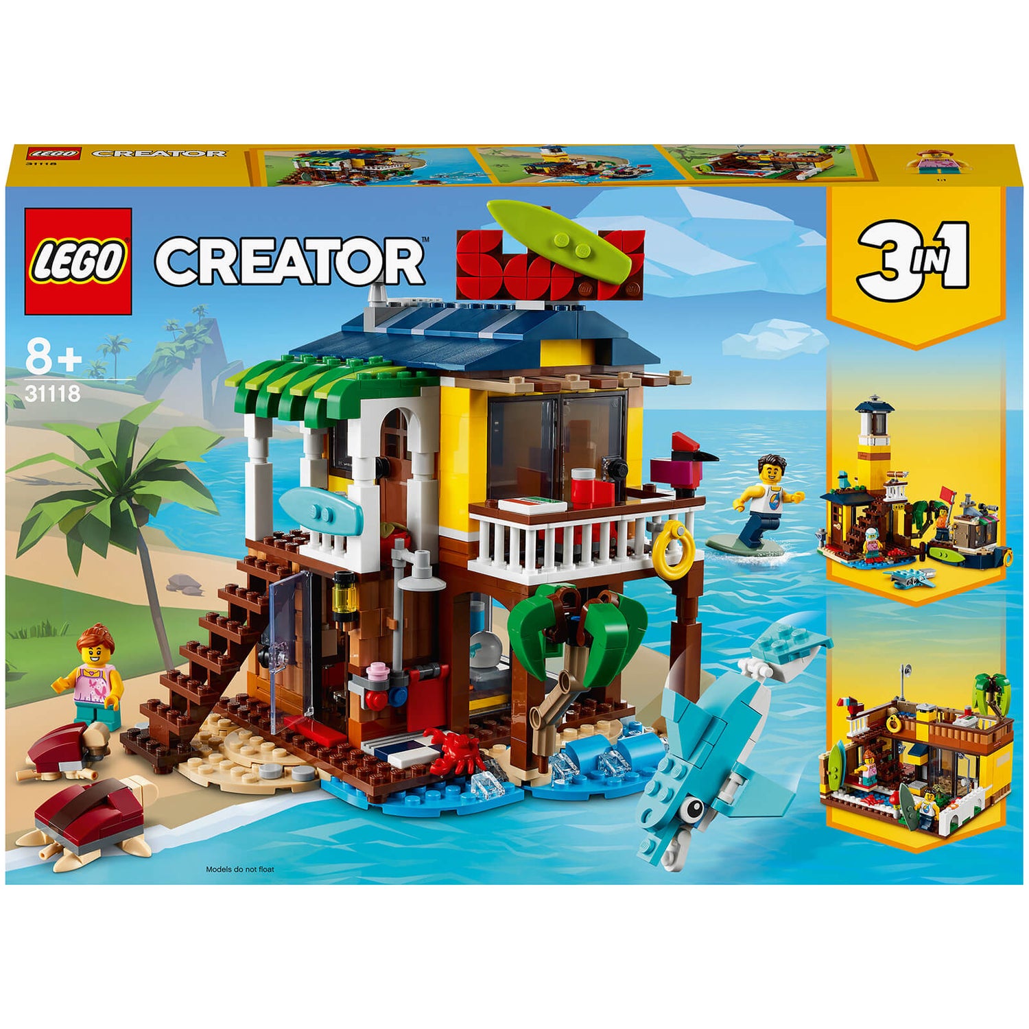 LEGO Creator: 3-in-1 Surfer-Strandhaus Spielzeugset für Kinder ab 8 (31118)