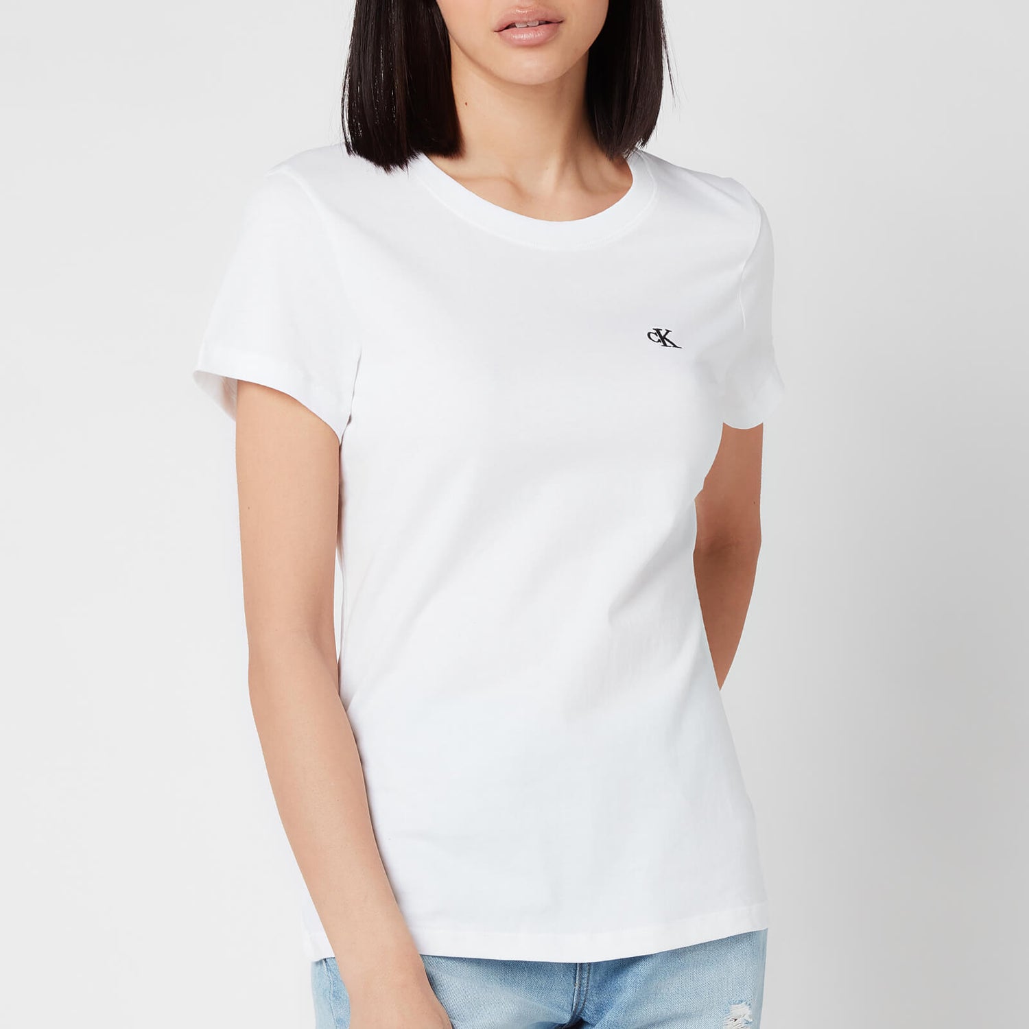 Calvin Klein Jeans Women's Embroidered Logo Slim T-Shirt - Bright White
