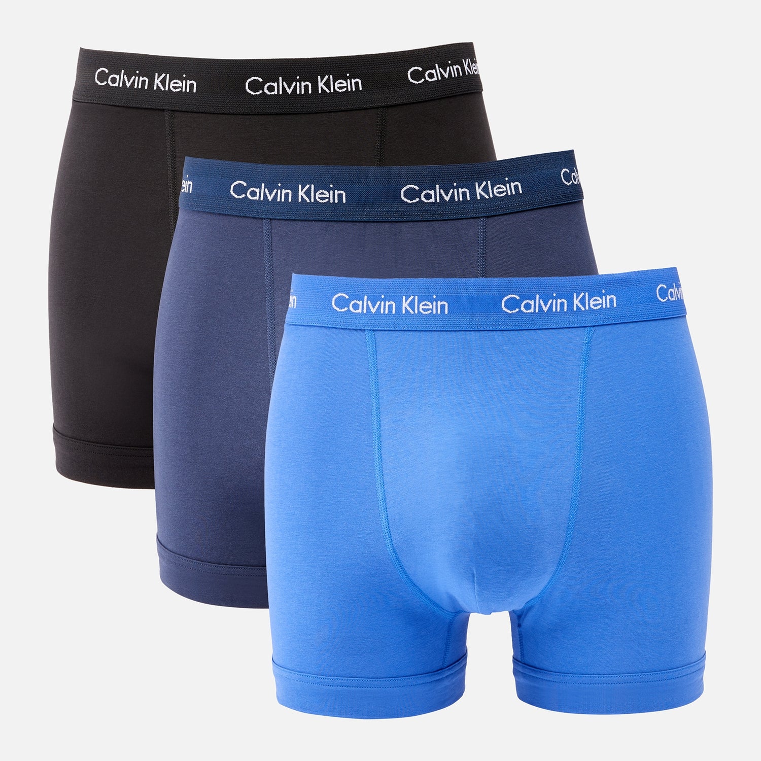 Calvin Klein Men's Cotton Stretch 3-Pack Trunks - Black/Blue/Blue - M