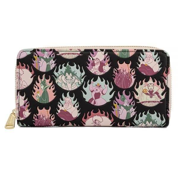 Loungefly Disney Villains Pastel Flames AOP Around Wallet