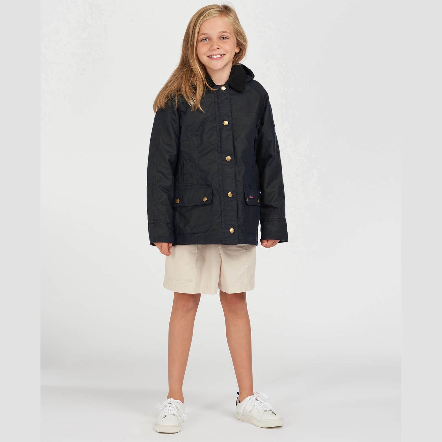 Barbour Girls Beadnell Waxed Jacket Royal Navy