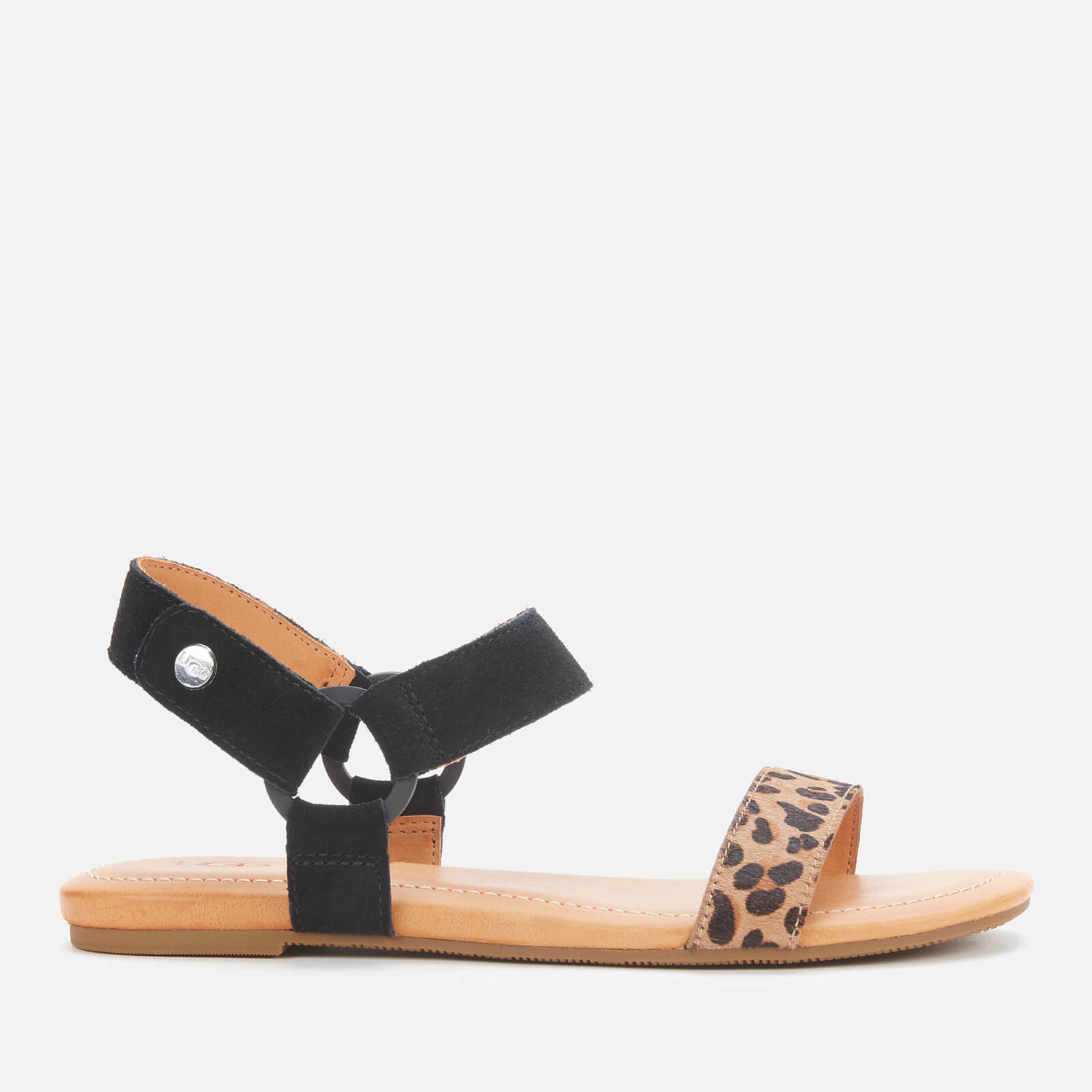 UGG Women's Rynell Leopard Double Strap Sandals - Black/Tan