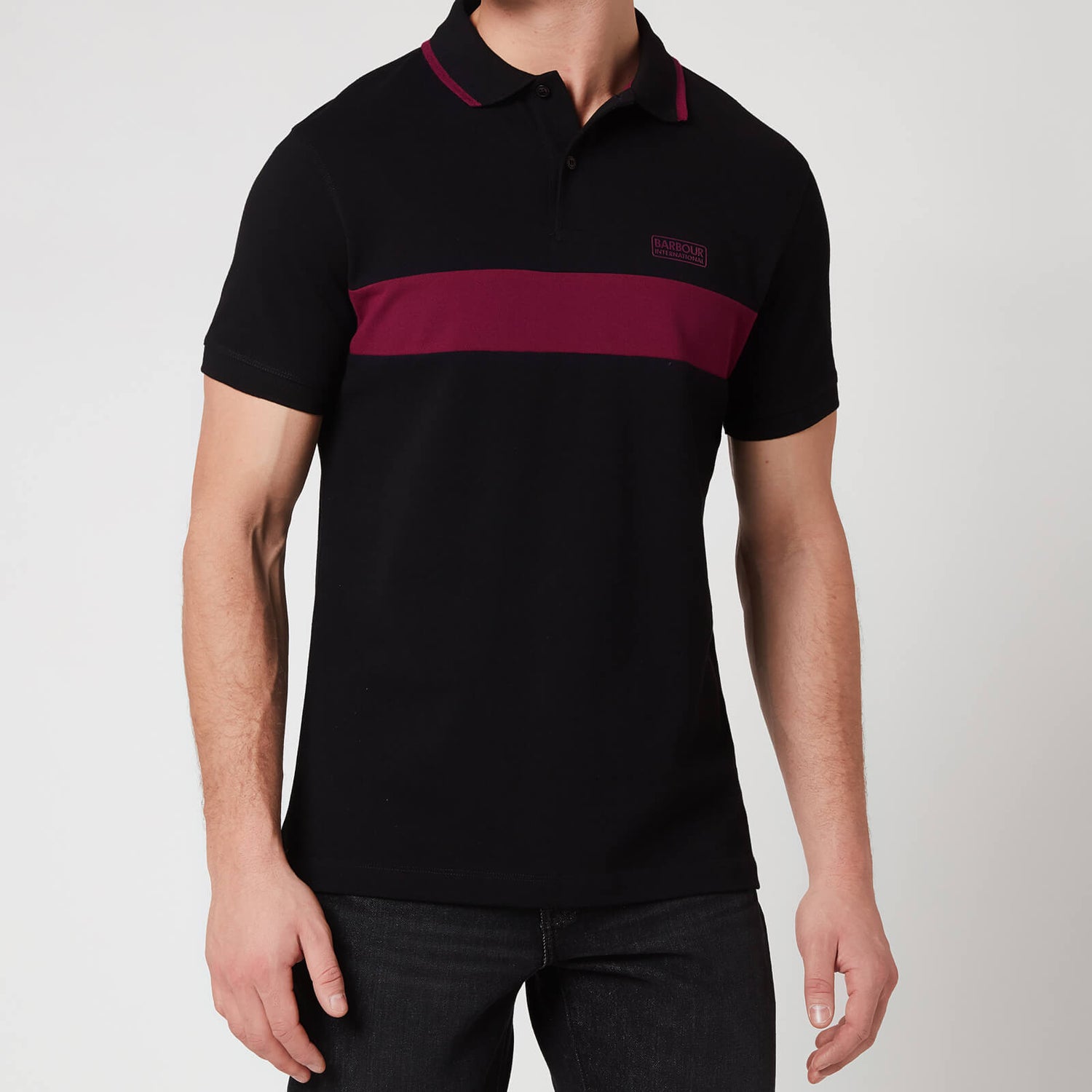 Barbour International Men's Box Stripe Polo Shirt - Black