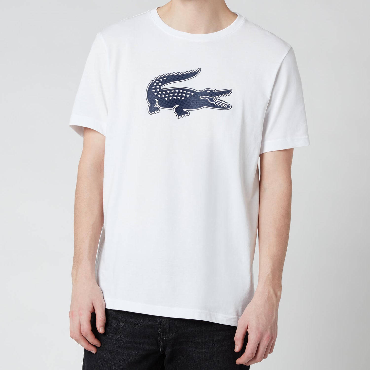 Lacoste Men's Large Crocodile T-Shirt - White/Navy Blue