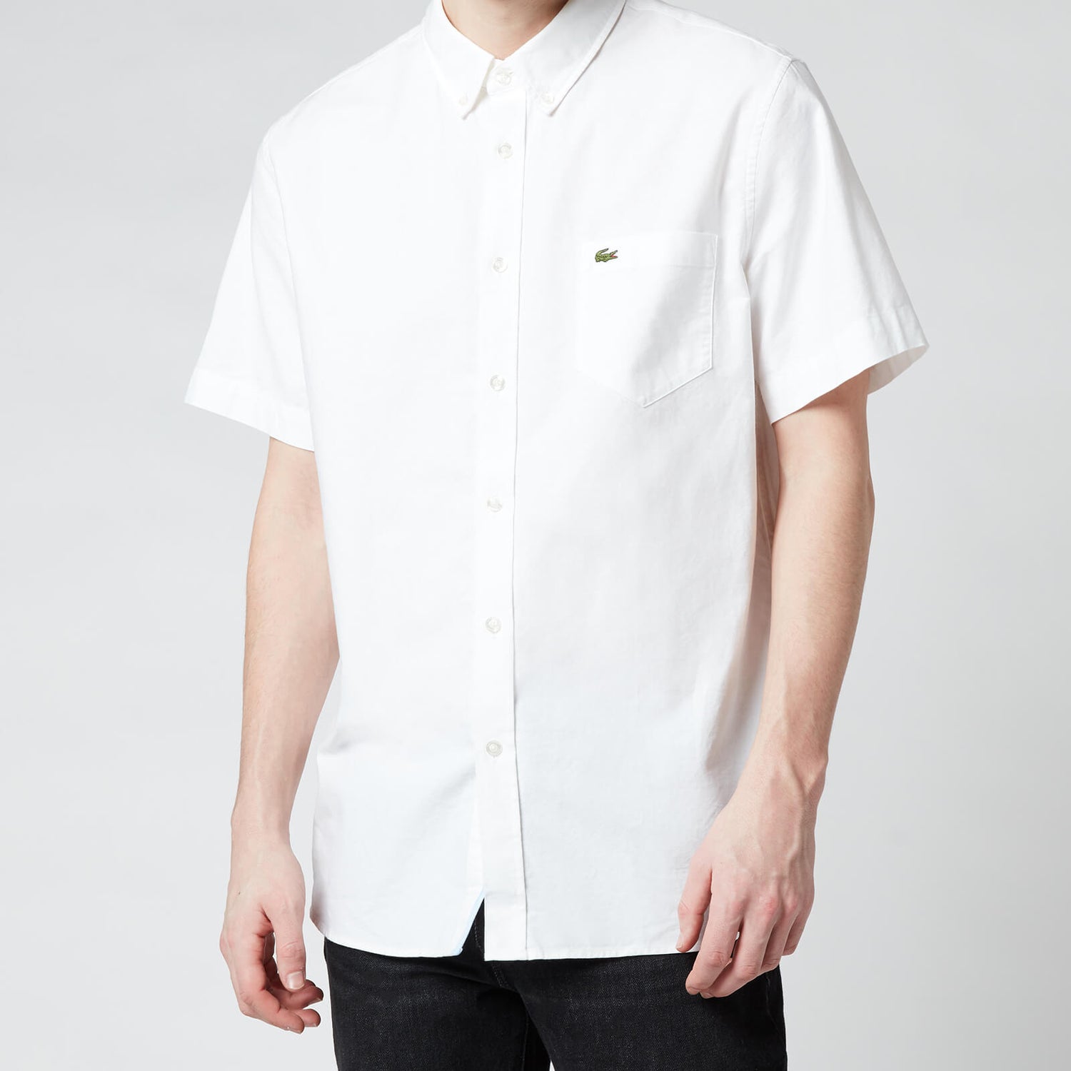 Lacoste Men's Regular Fit Short Sleeve Oxford Shirt - White