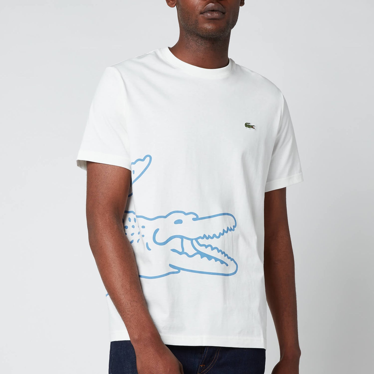 Lacoste Men's Wrap Around Crocodile Logo T-Shirt - Flour