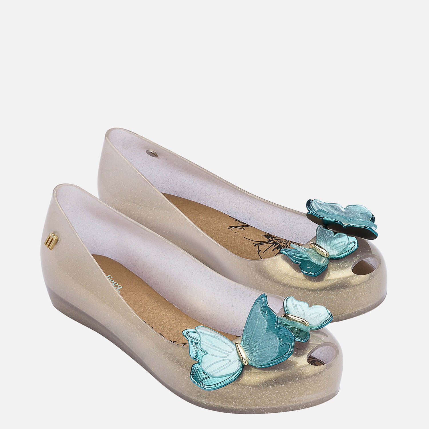 Mini Melissa Kids Ultragirl Butterfly Ballet Flats Pearl