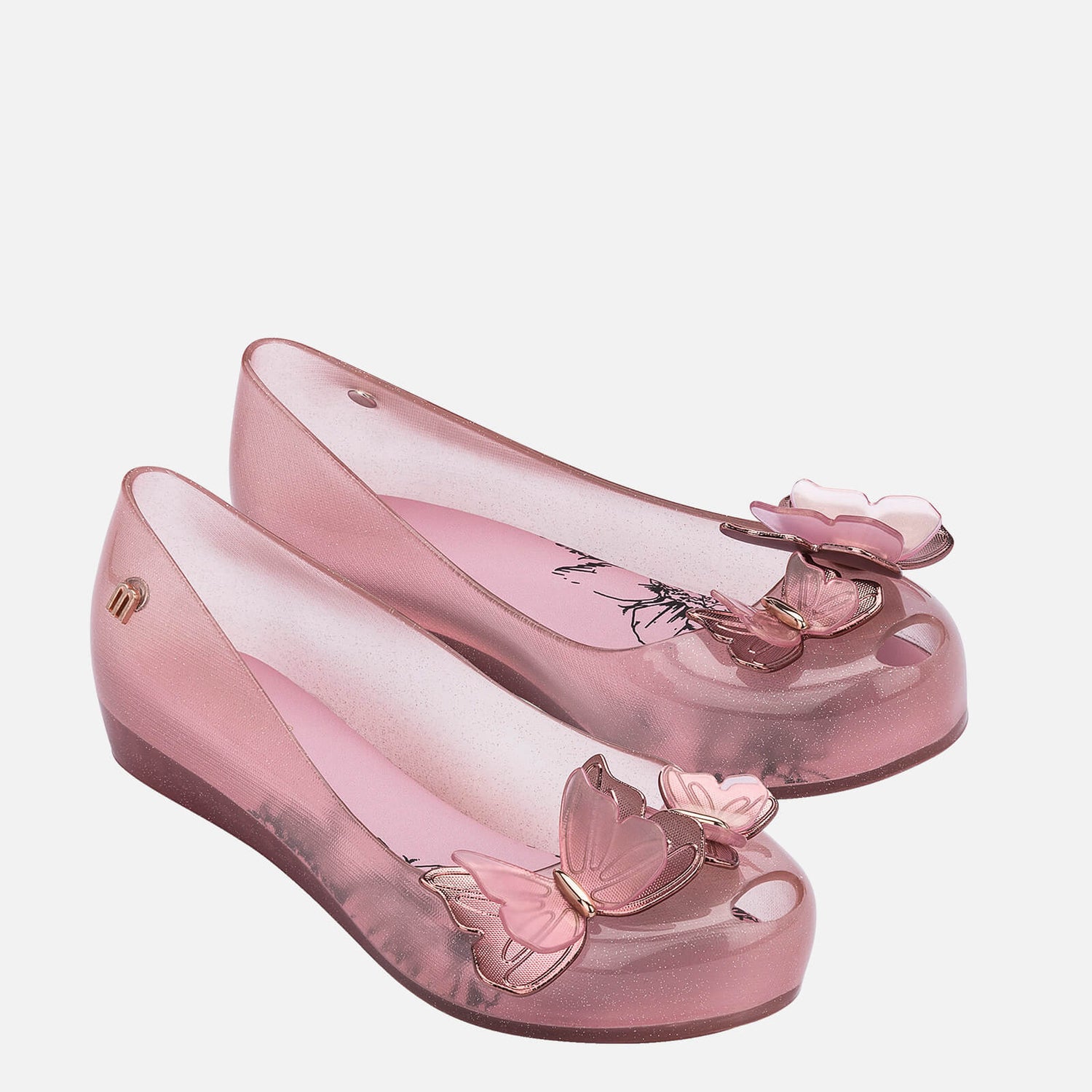 Mini Melissa Kids' Ultragirl Butterfly Ballet Flats - Pink Glitter