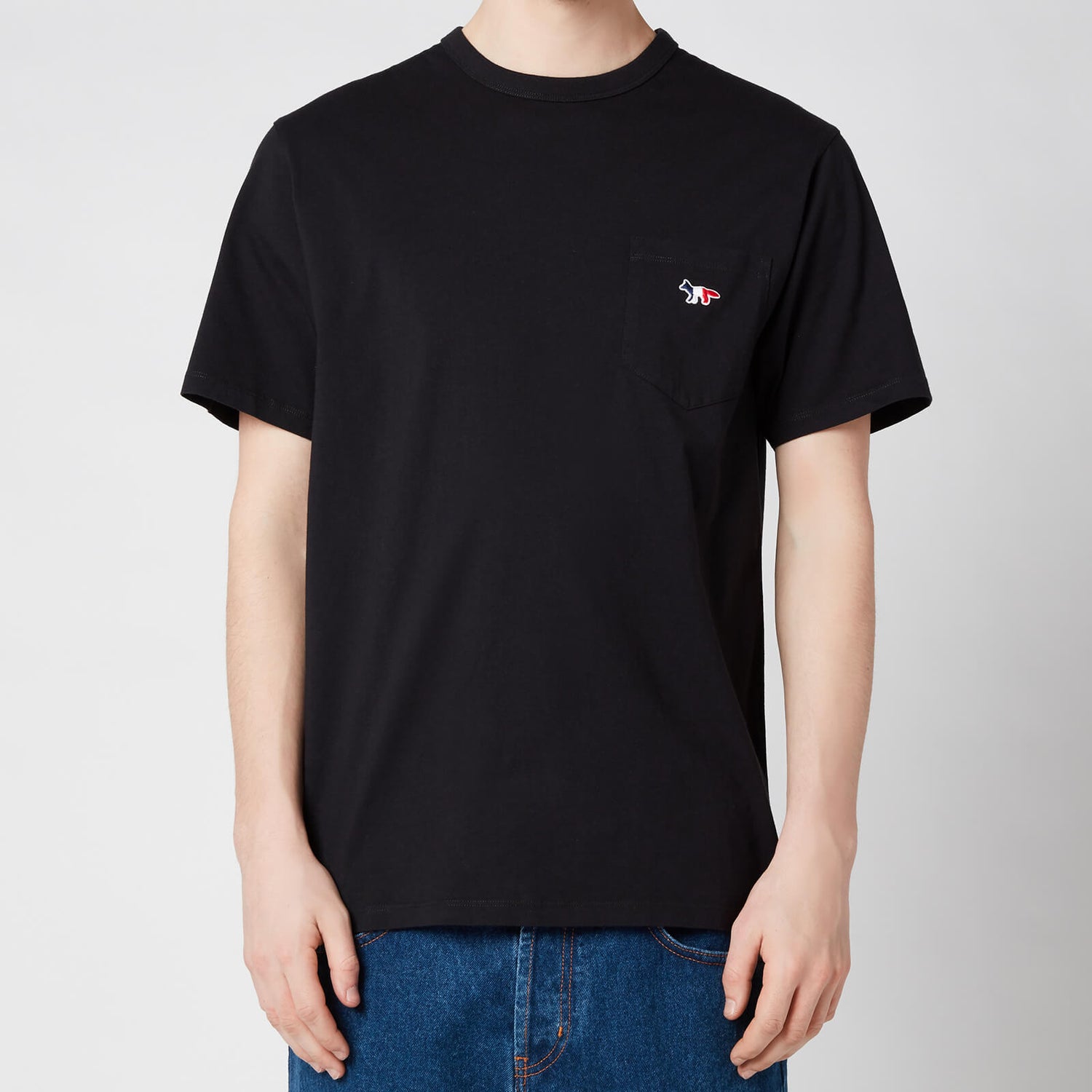 Maison Kitsuné Men's Tricolor Fox Patch Classic Pocket T-Shirt - Black