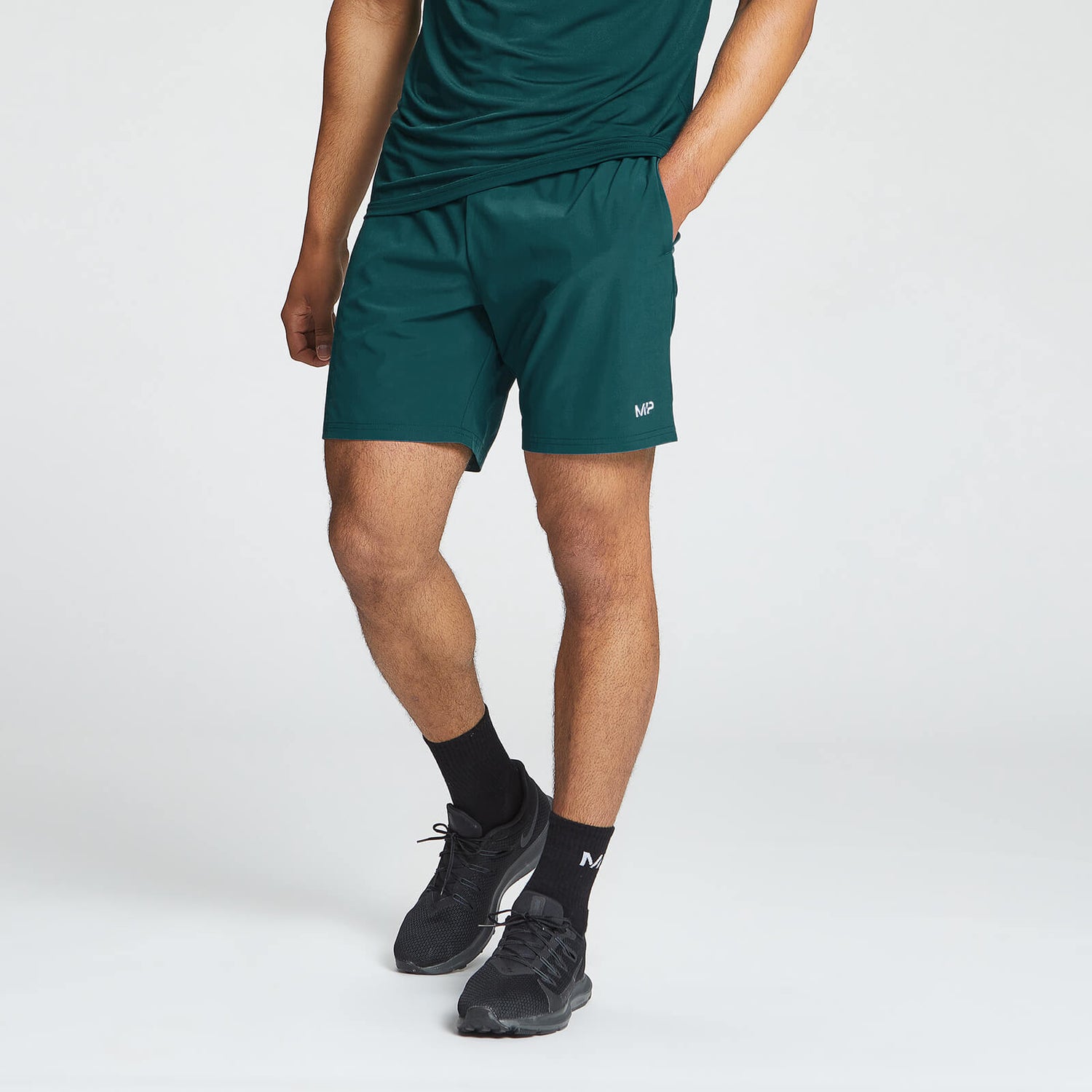 Pantaloncini sportivi in tessuto MP da uomo - Verde petrolio scuro - XXS