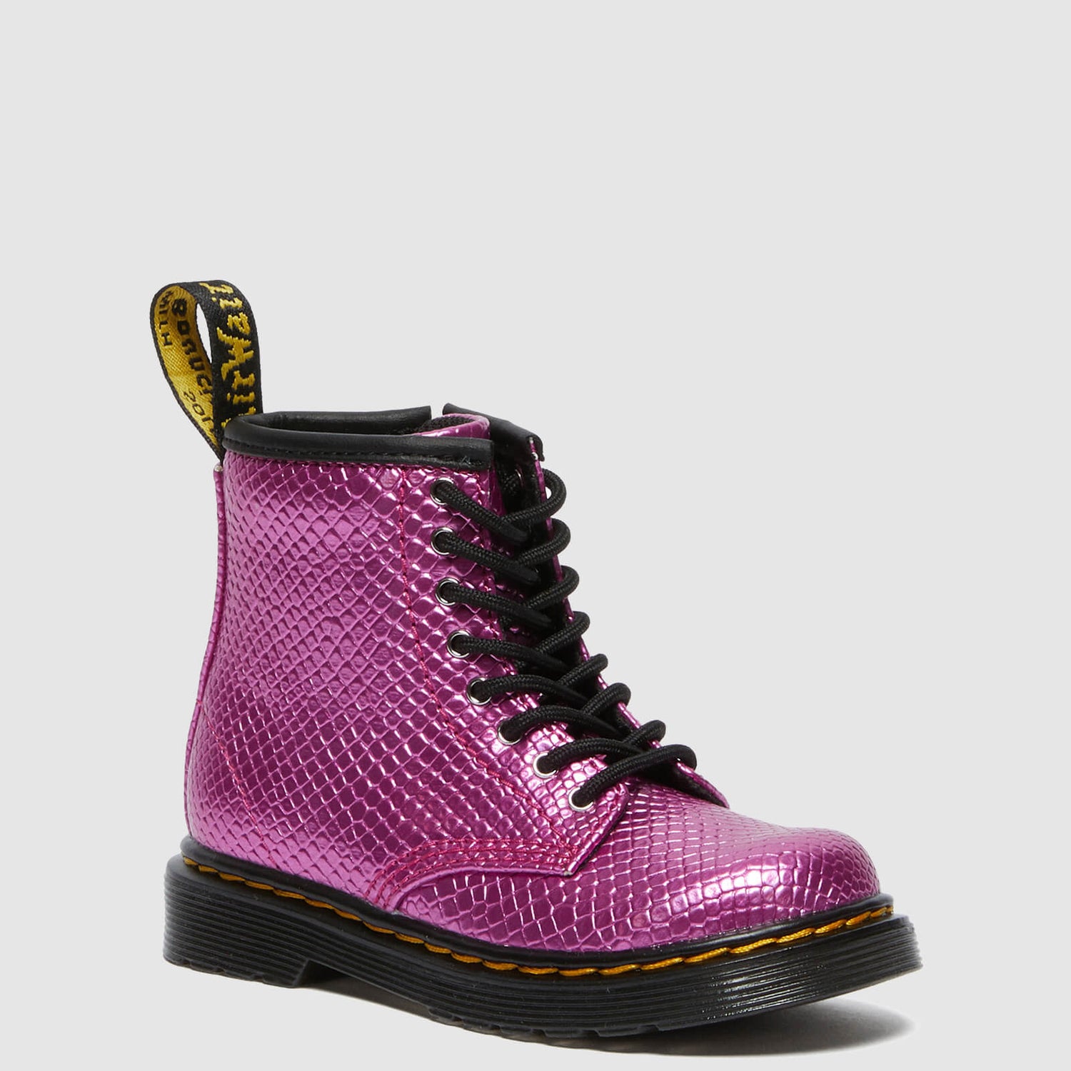 Dr. Martens Toddlers' 1460 Patent Lamper Lace Up Boots - Pink Reptile Emboss