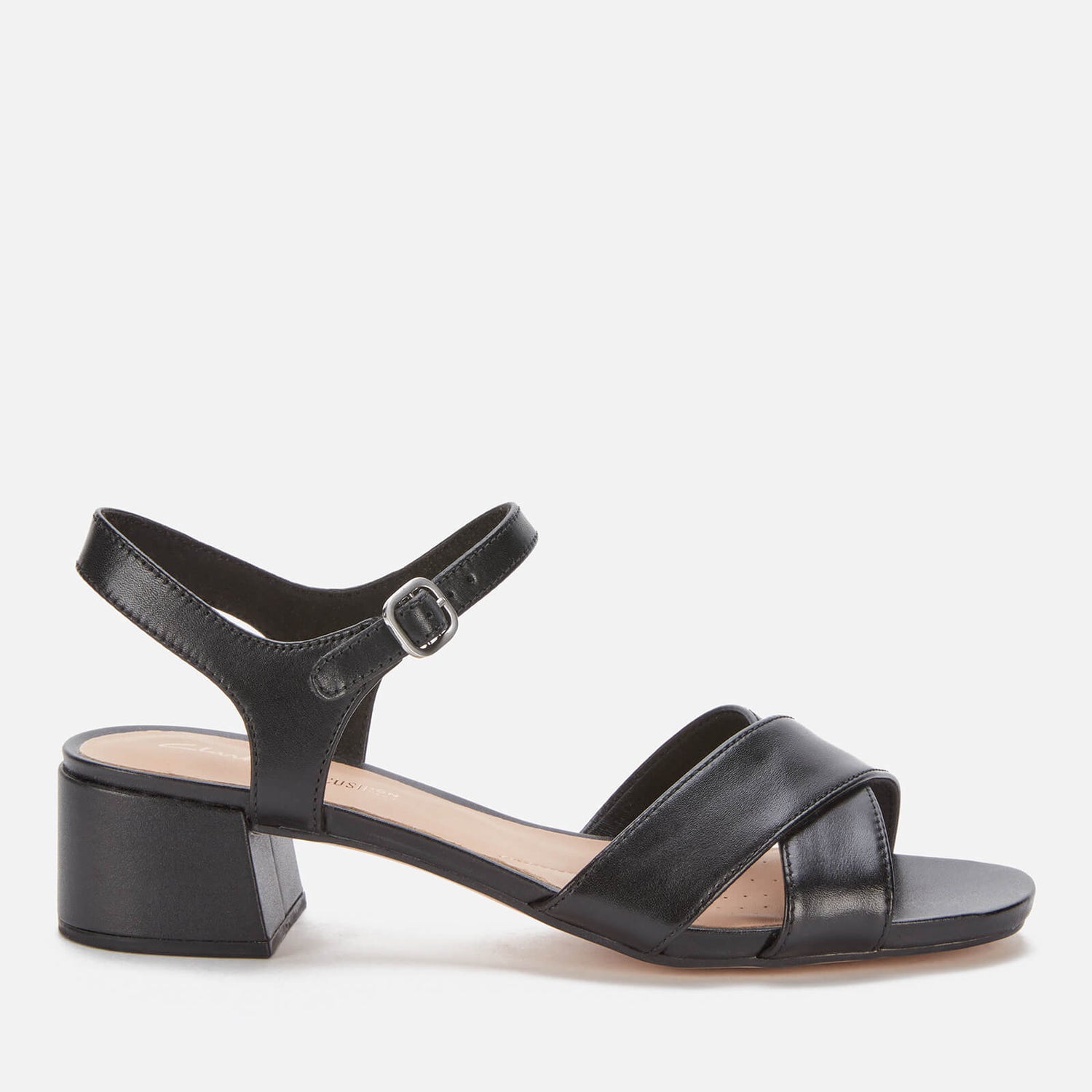 Clarks Women's Sheer35 Strap Leather Block Heeled Sandals - Black