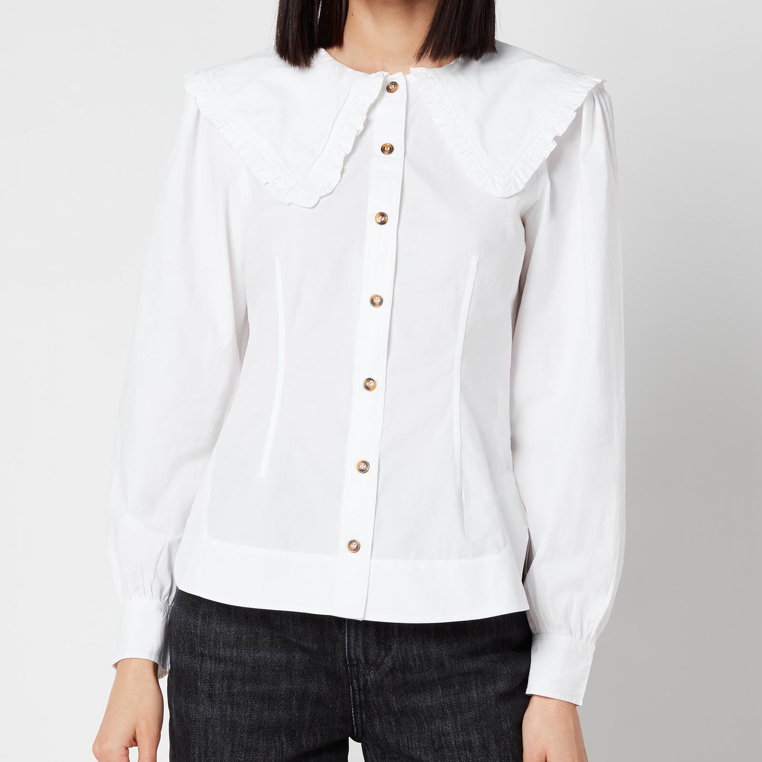 Ganni Women's Cotton Poplin Shirt - Bright White