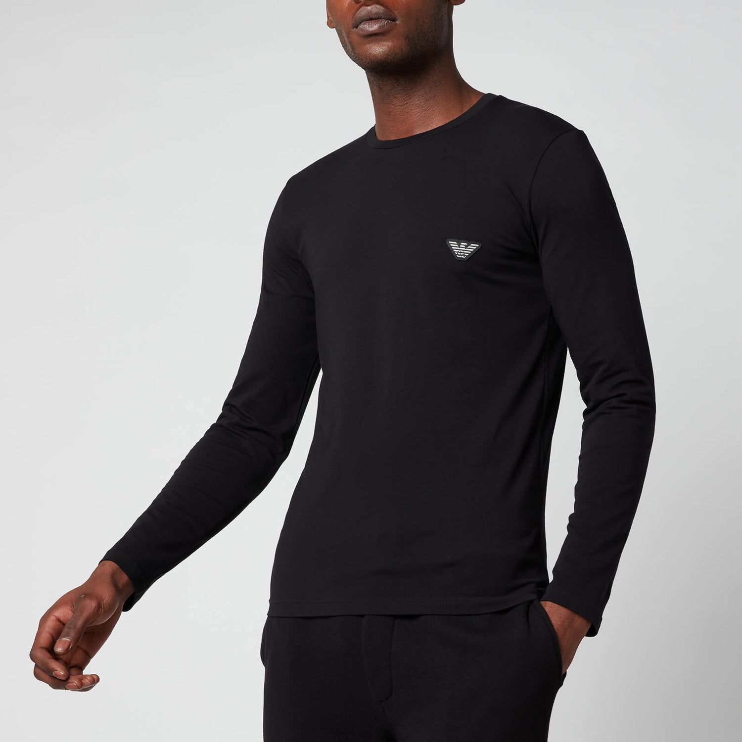 Emporio Armani Men's Shiny Logoband Longsleeve T-Shirt - Black