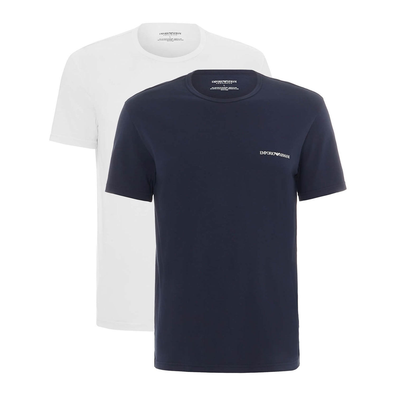 Emporio Armani Men's Core Logoband 2-Pack Crew Neck T-Shirts - Blue/White