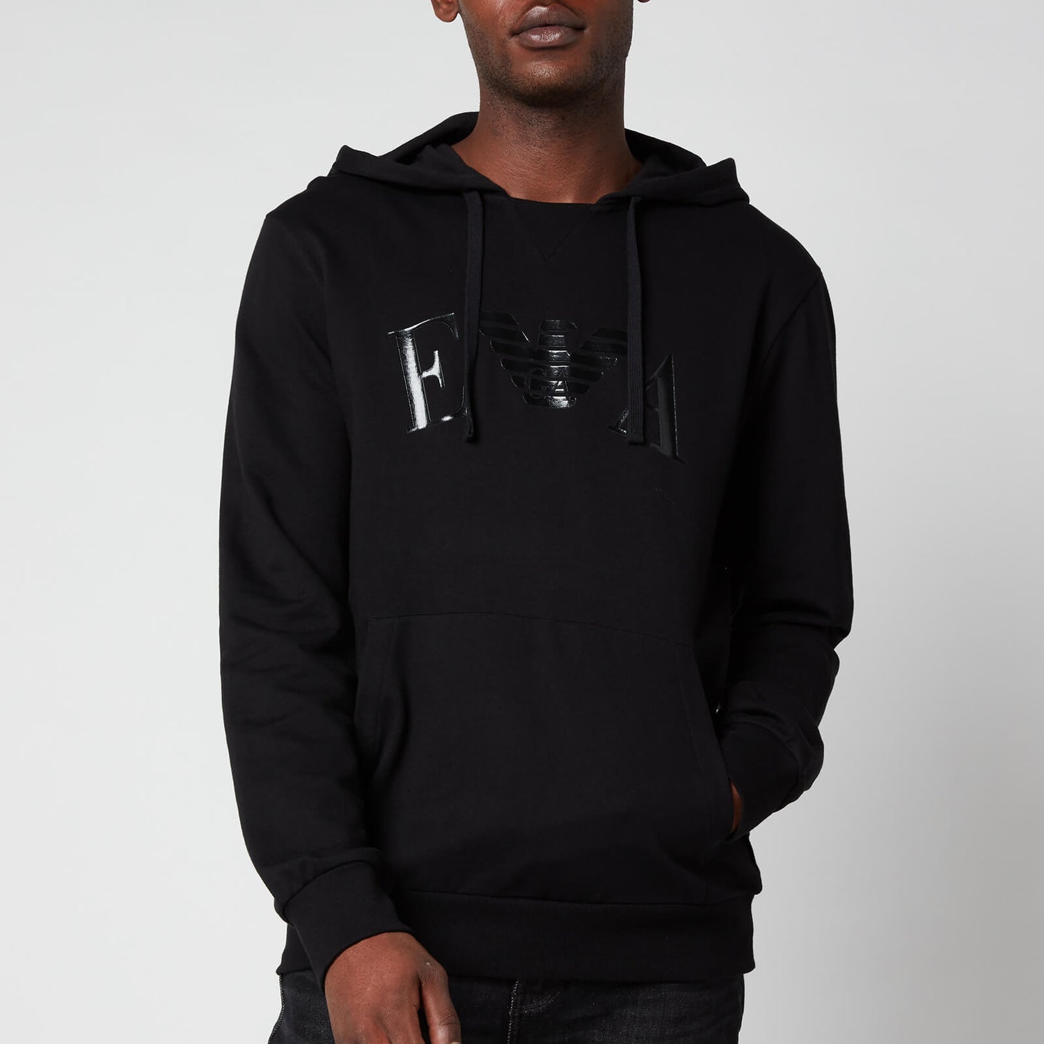 Emporio Armani Men's Iconic Terry Hooded Sweatshirt - Black