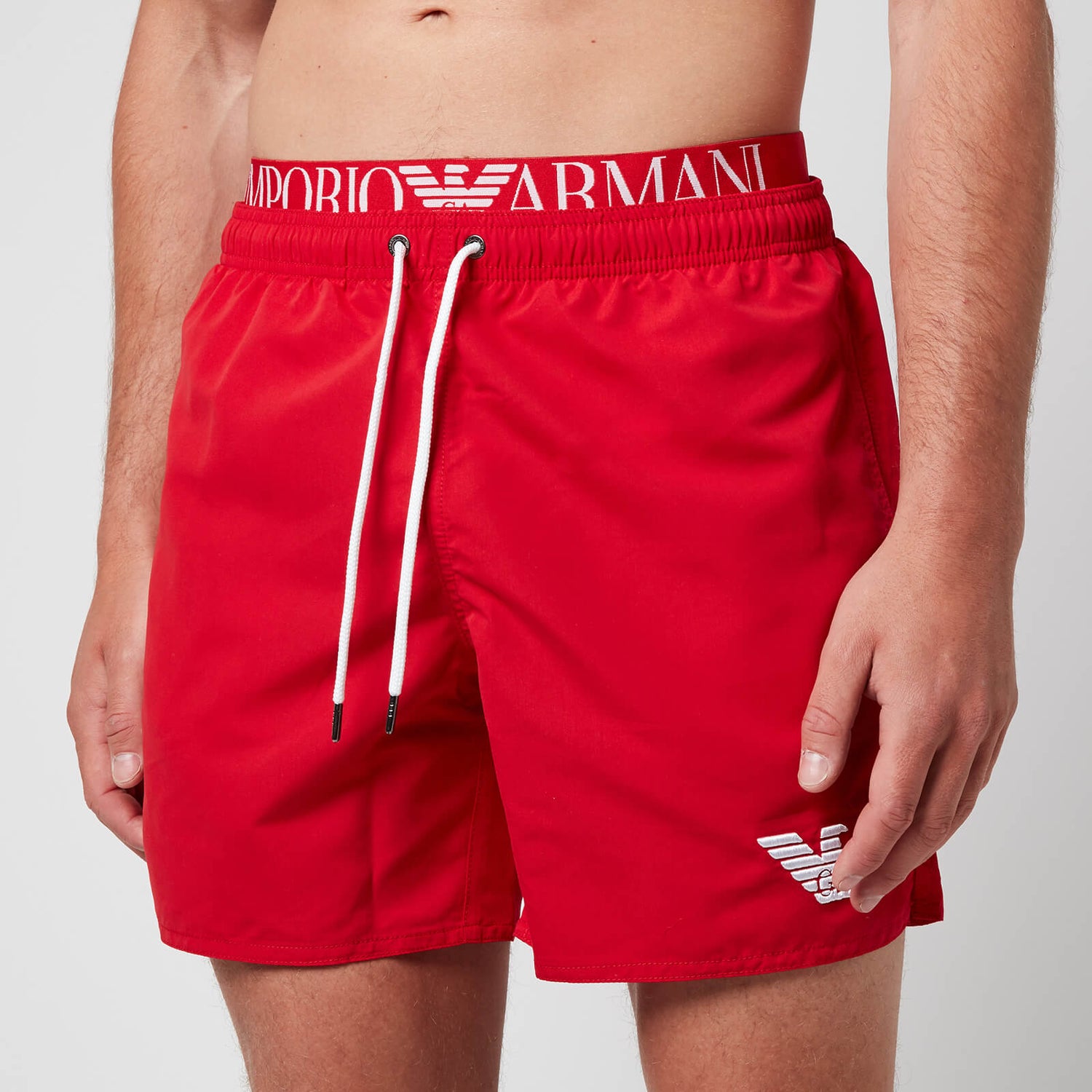 Emporio Armani Men's Logoband Swim Shorts - Red