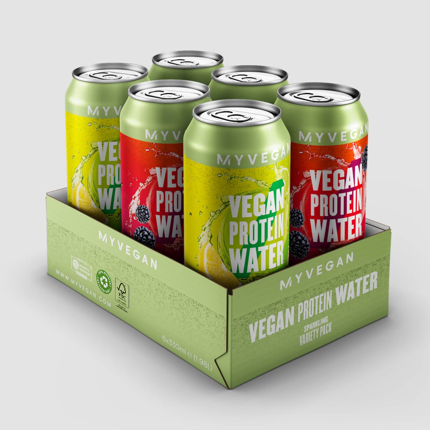 Vegan Sparkling Protein Water - 6x330ml - Lemon Lime & Mixed Berry