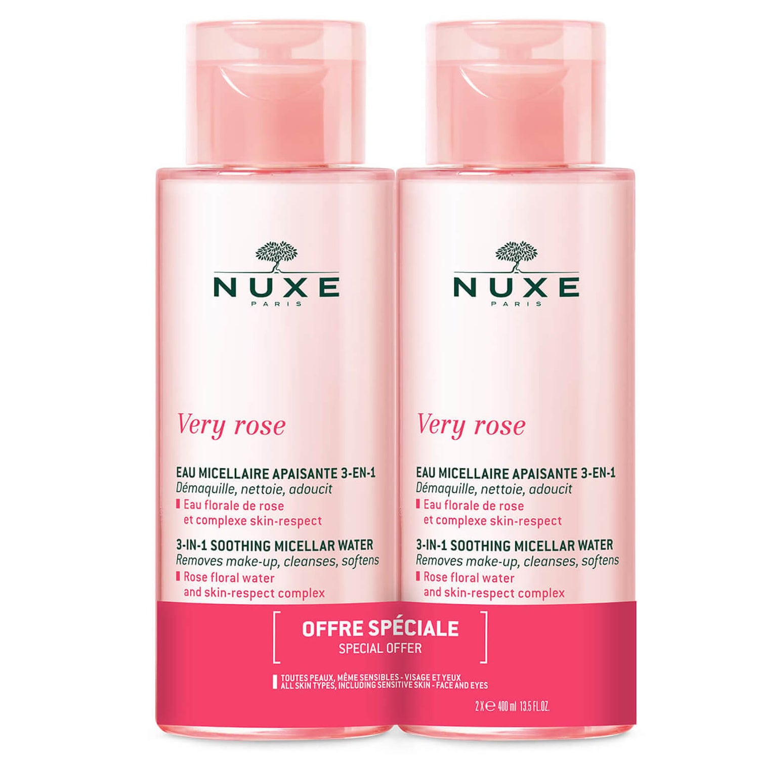 NUXE Very Rose 3-in-1 Soothing Micellar Water Duo 2 x 400 ml