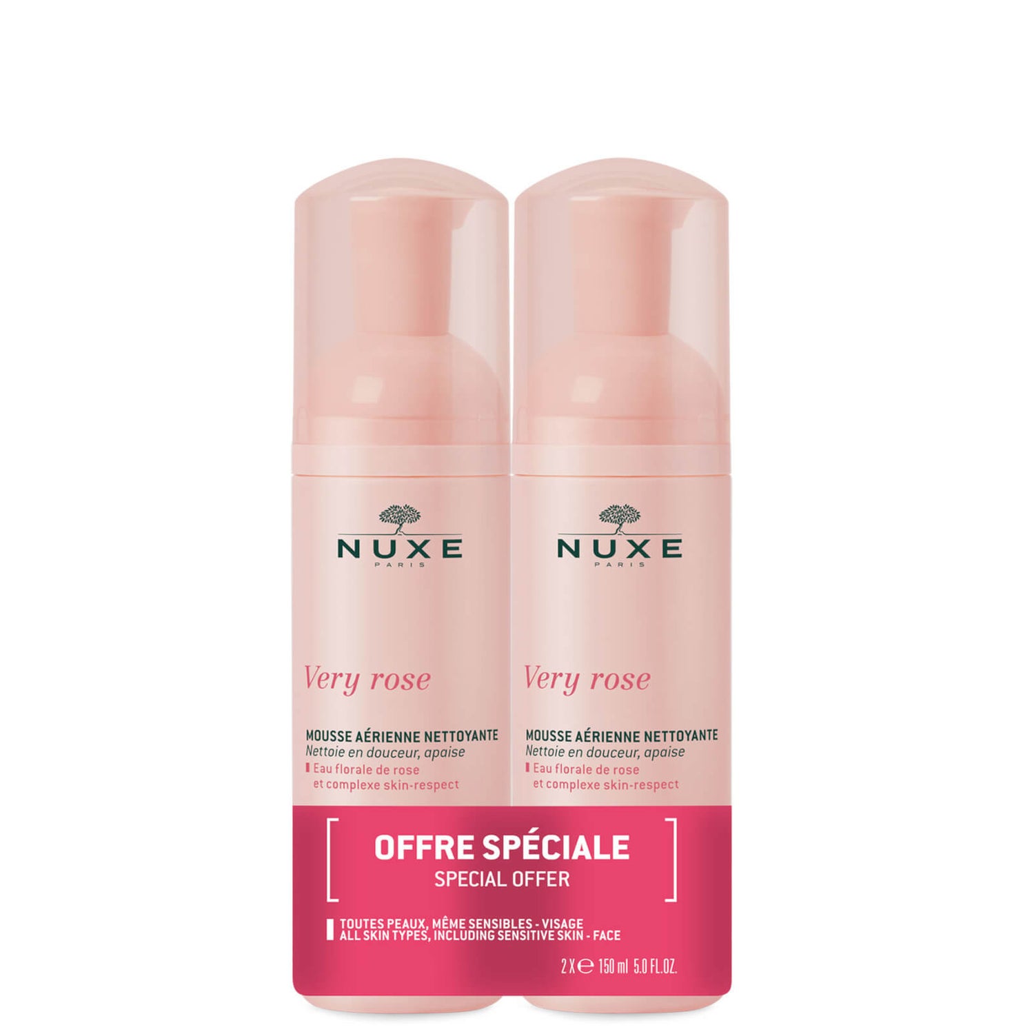 NUXE Very Rose Light Cleansing Foam Duo 2 x 150ml (Worth £31.00)