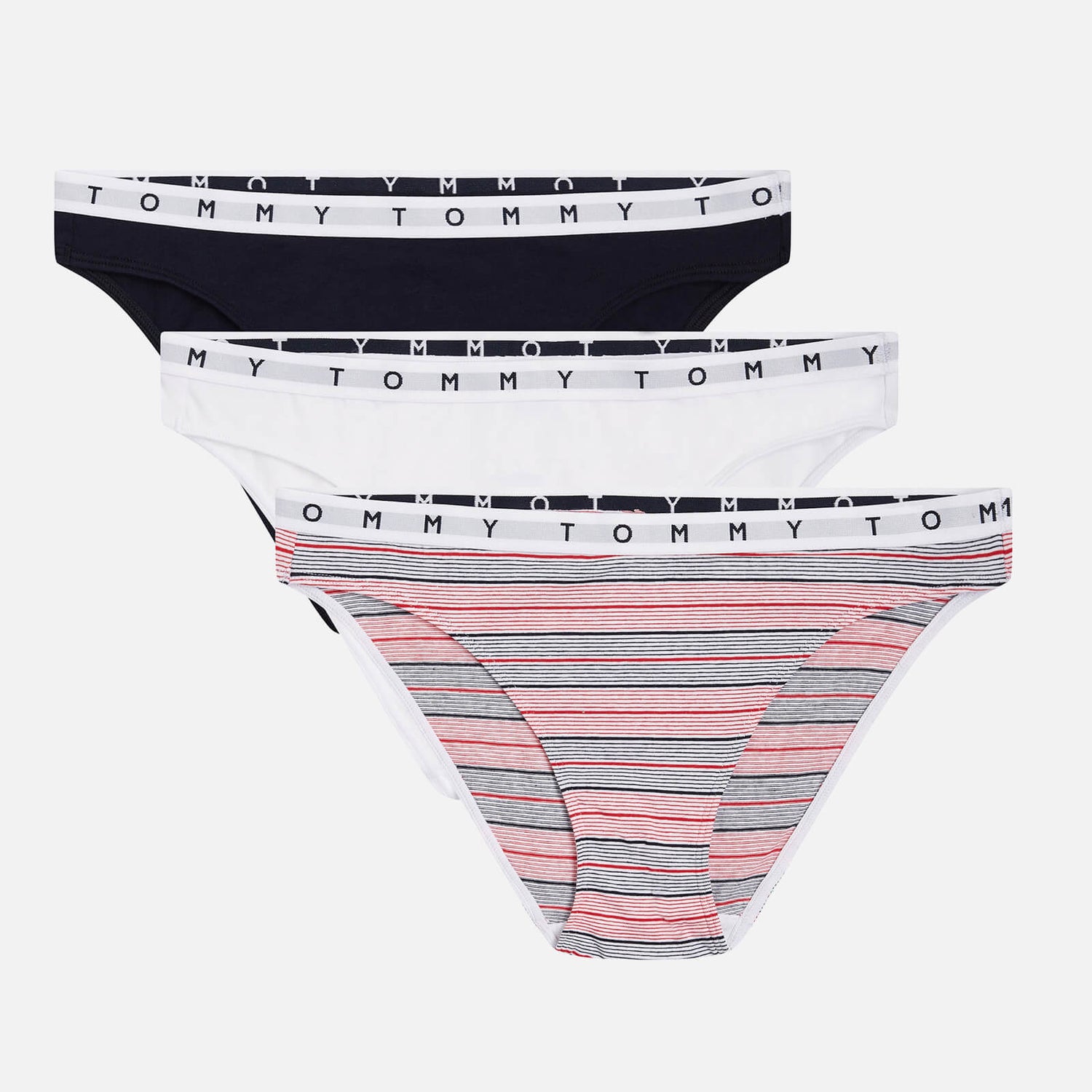 Tommy Hilfiger Women's 3 Pack Bikini Briefs - White/Stripe/Desert Sky